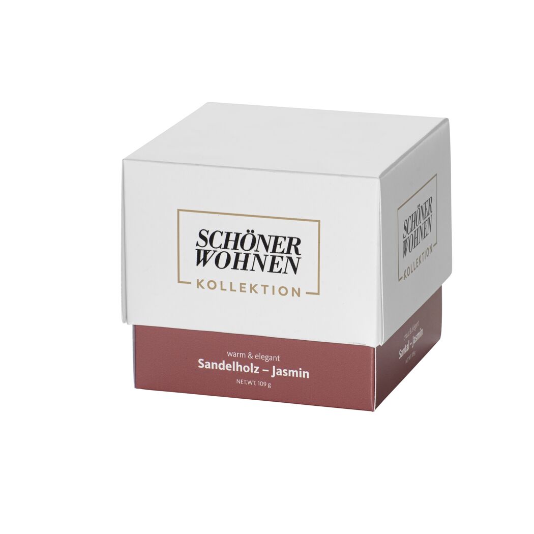 Verpackung der Schöner Wohnen Duftkerze Sandelholz-Jasmin