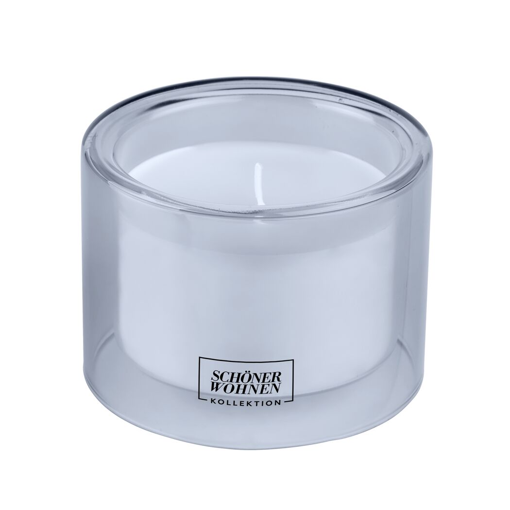 Weiße Duftkerze 'Soft Cotton M' im Glas
