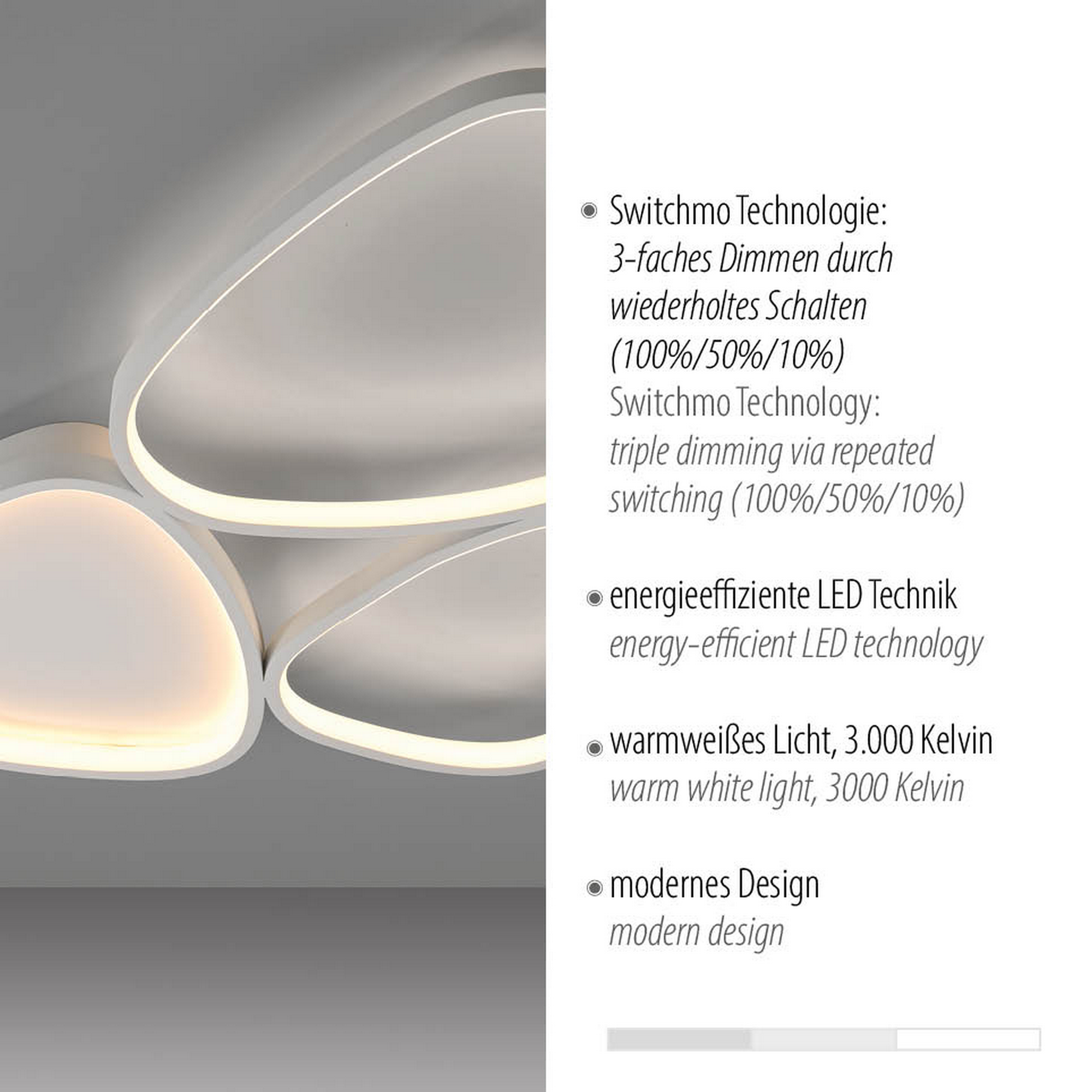 LED-Deckenleuchte 'Pebbles' 70 x 47 cm weiß