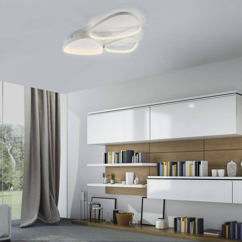 LED-Deckenleuchte 'Pebbels' dimmbar 31 W 3800 lm warmweiß 69,5 x 6,2 x 46,5 cm