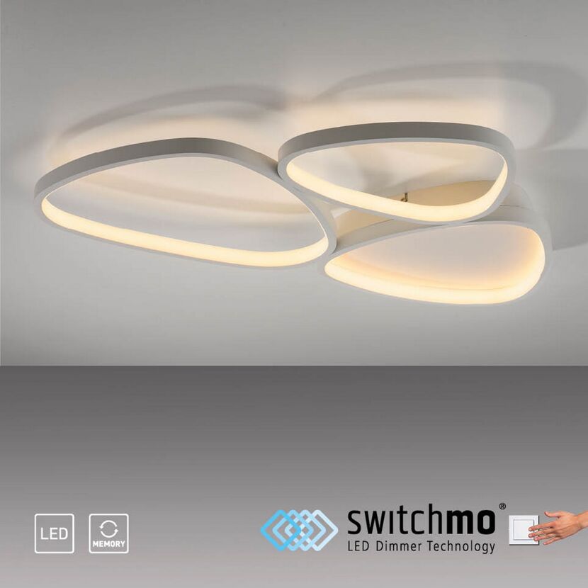 LED-Deckenleuchte 'Pebbels' dimmbar 31 W 3800 lm warmweiß 69,5 x 6,2 x 46,5 cm