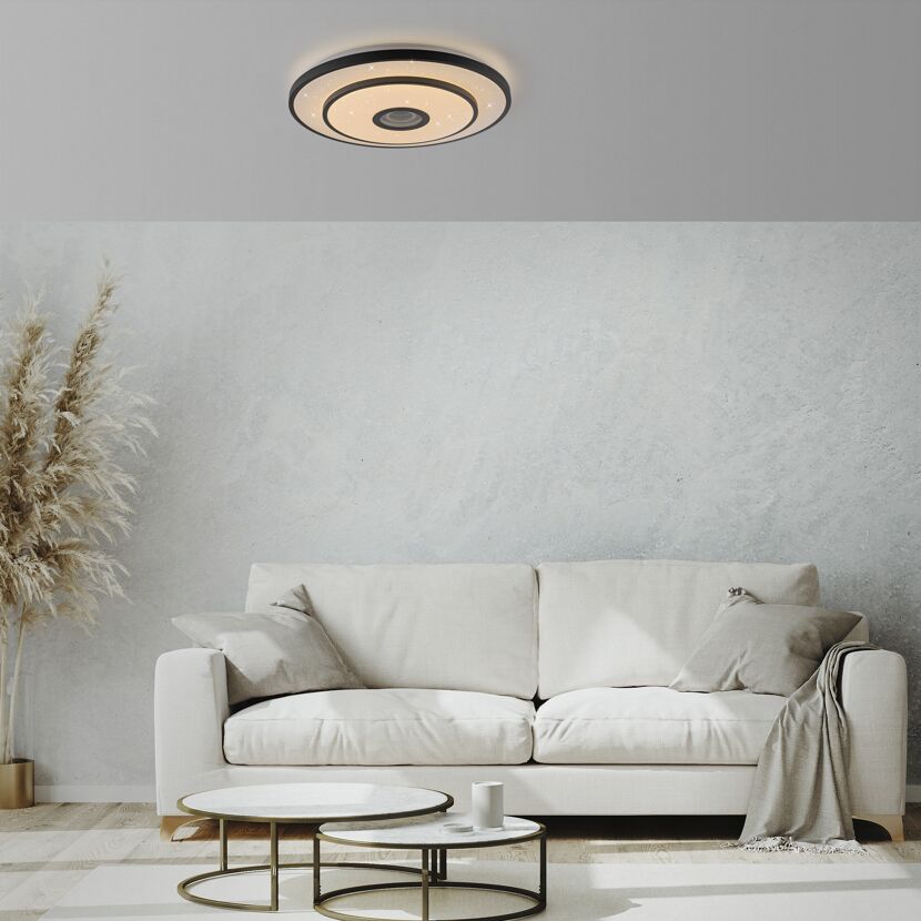 LED-Deckenleuchte 'Turanus' Ø 50 cm schwarz mit Sterneffekt