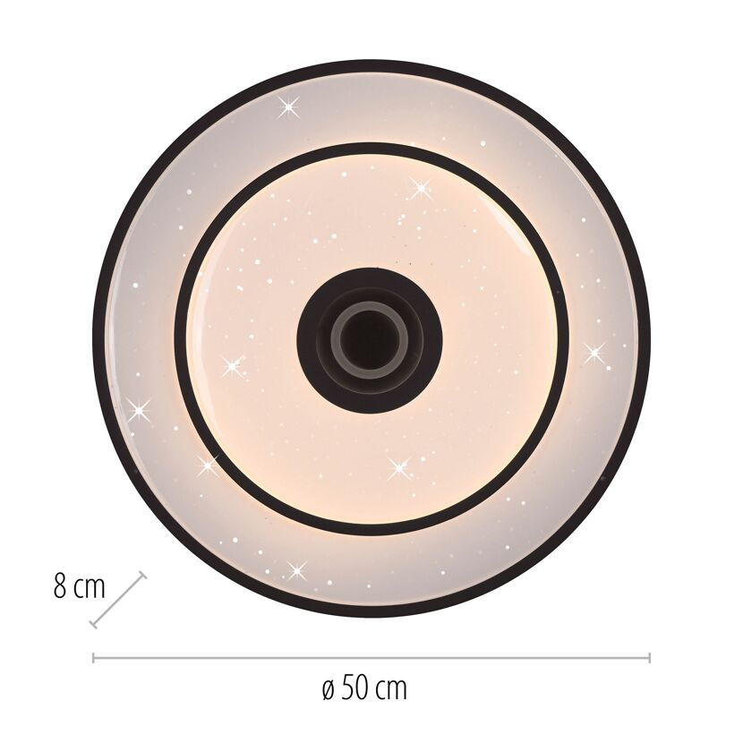 LED-Deckenleuchte 'Turanus' Ø 50 cm schwarz mit Sterneffekt
