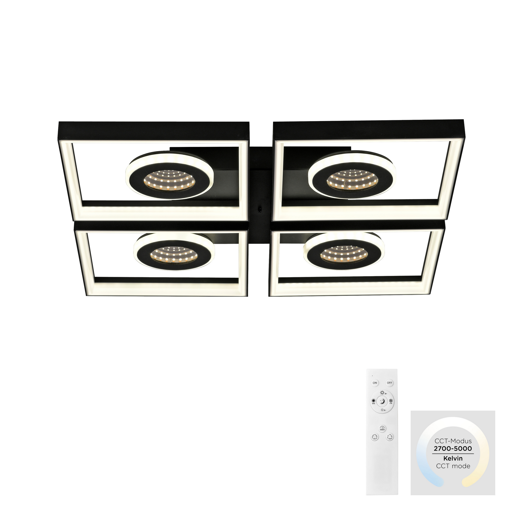 LED-Deckenleuchte 'Traforo' 53 x 53 cm schwarz