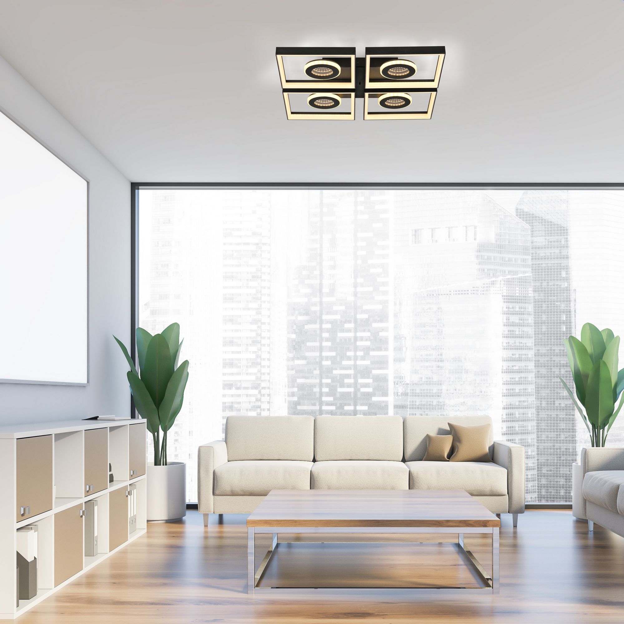 LED-Deckenleuchte 'Traforo' 53 x 53 cm schwarz