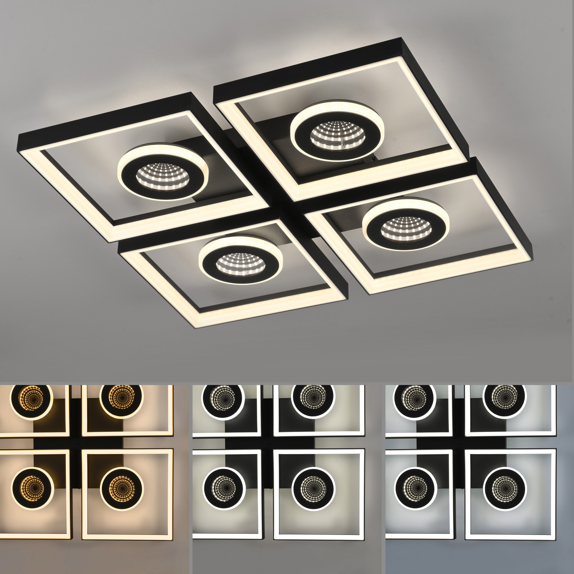 LED-Deckenleuchte 'Traforo' 53 x 53 cm schwarz