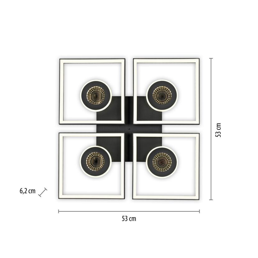 LED-Deckenleuchte 'Traforo' 53 x 53 cm schwarz