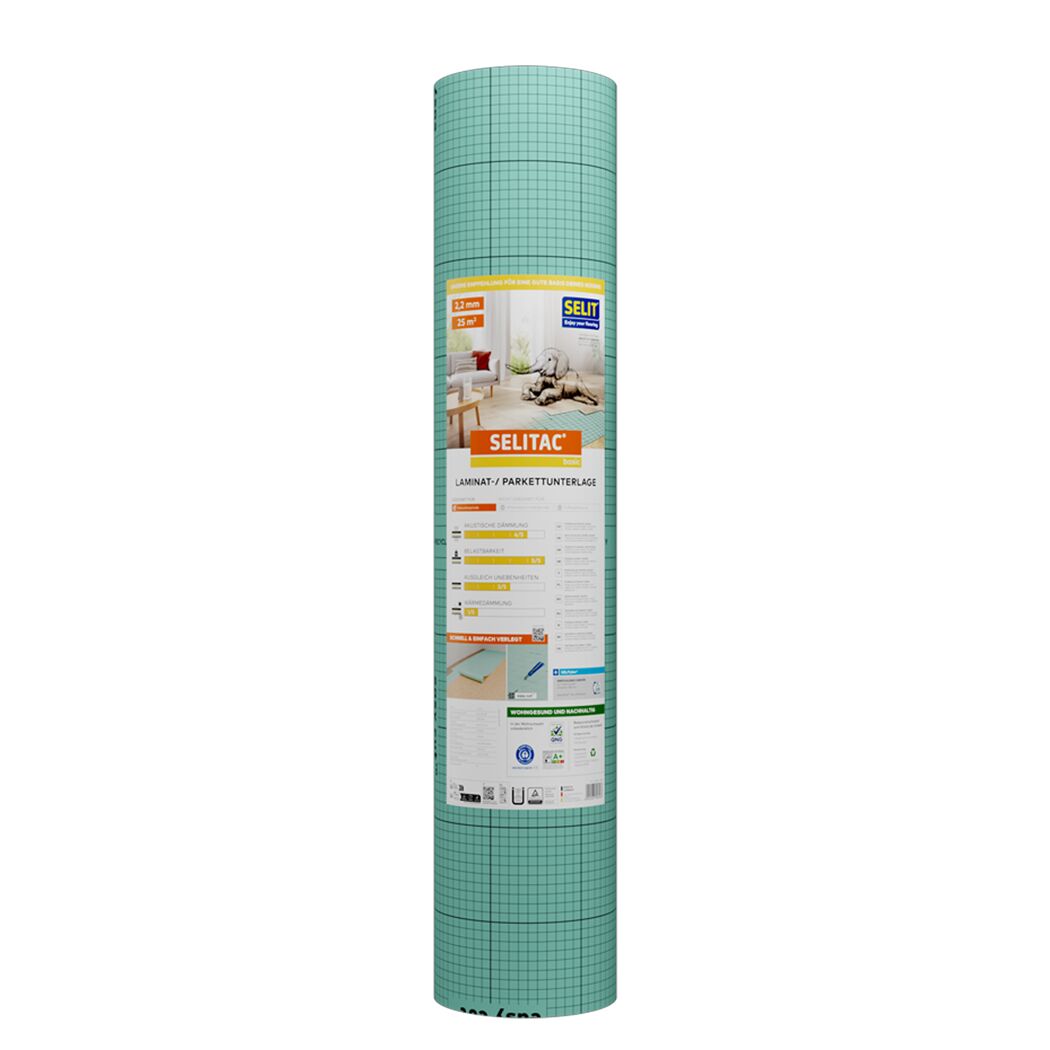 Parkett- und Laminatunterlage 'Selitac Basic' 2,2 mm, 1 x 25 m, 25 m²