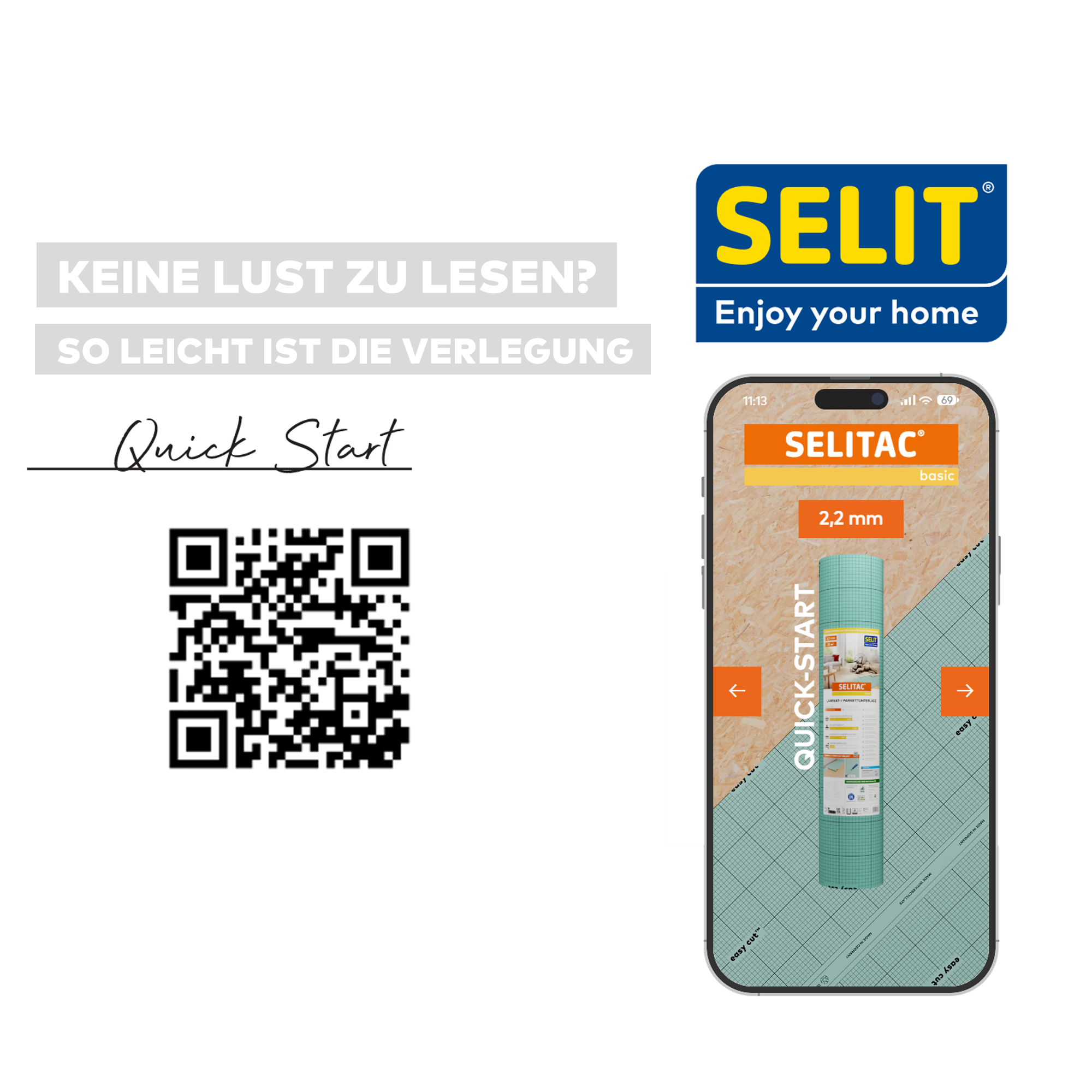 Parkett- und Laminatunterlage 'Selitac Basic' 2,2 mm, 1 x 25 m, 25 m²