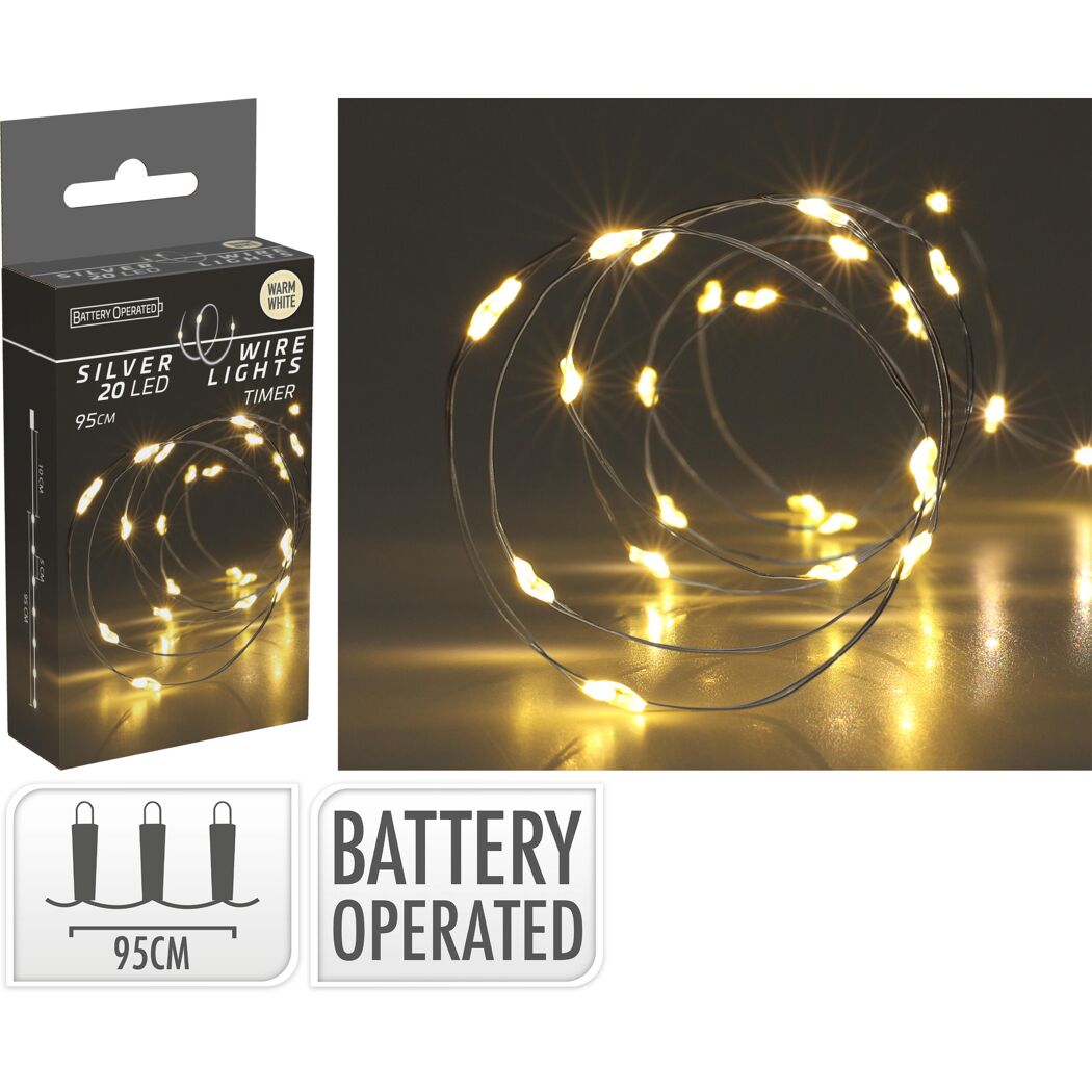 LED-Draht-Lichterkette warmweiß 20 LED