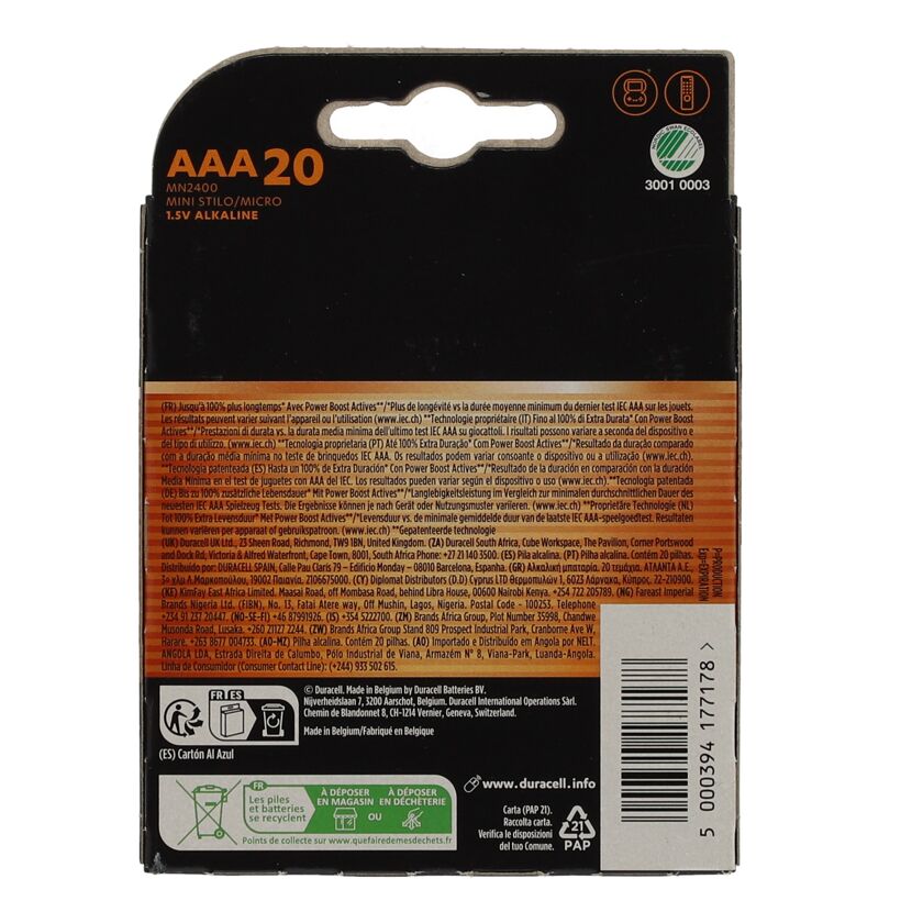 Batterie Plus Power 1,5 V AAA LR03 20 Stück