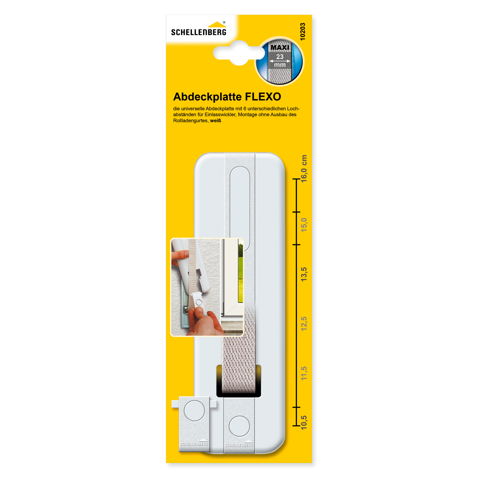 Abdeckplatte 'Flexo Maxi' weiß 10,5 - 16,0 cm