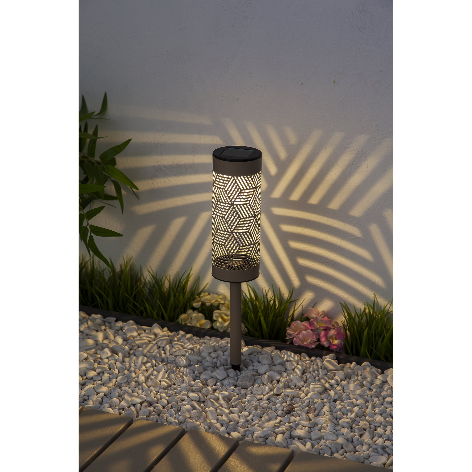 Solar-Dekolicht mit 2-in-1-Funktion beige 7 x 43,3 cm