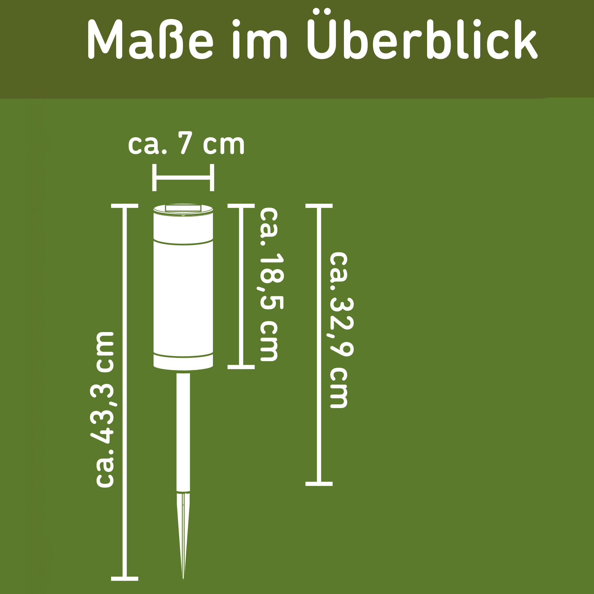 Solar-Dekolicht mit 2-in-1-Funktion beige 7 x 43,3 cm