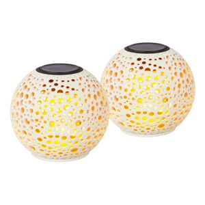 Solar Dekolicht 'Kugel' weiß Ø 9 x 8 cm, 2 Stück