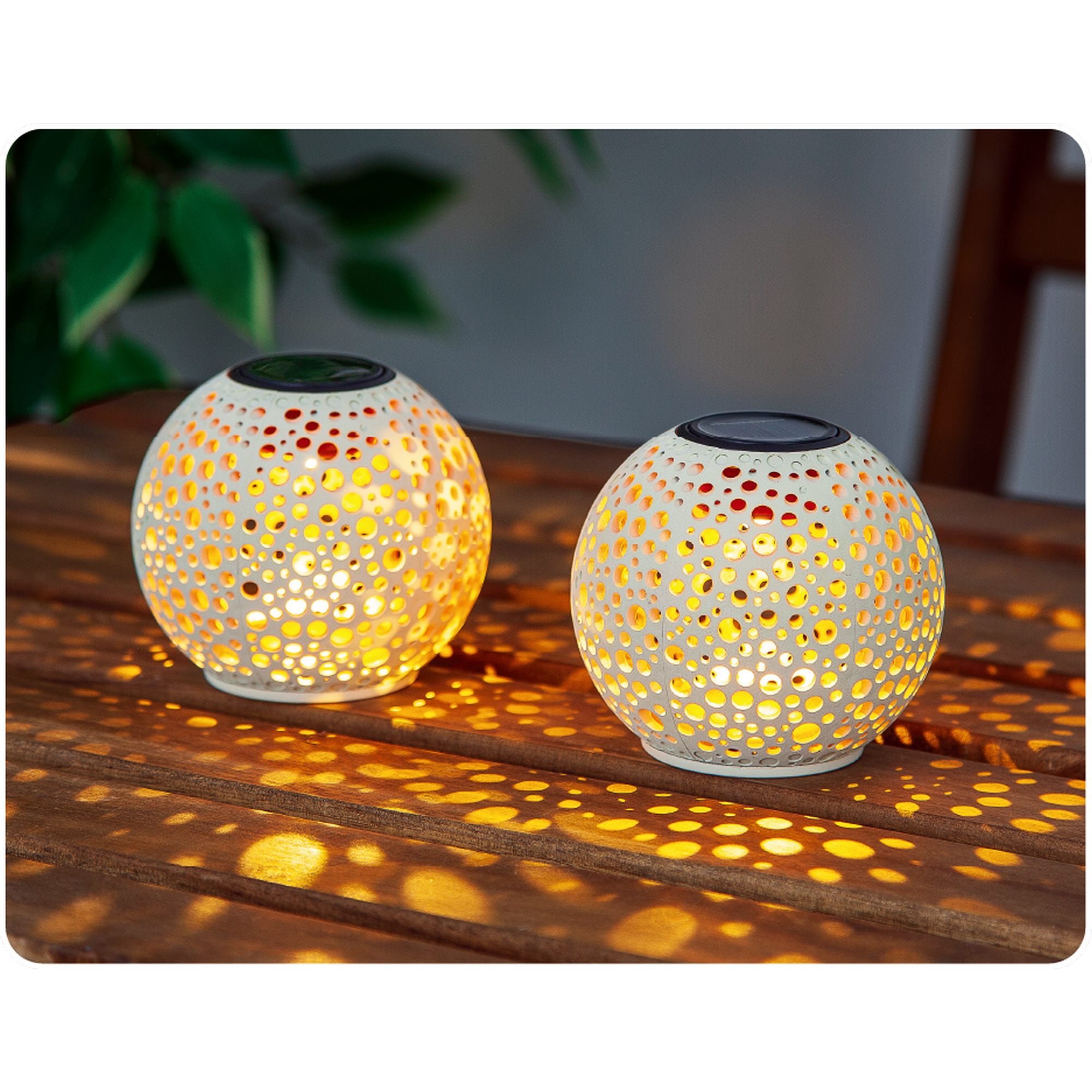 Solar Dekolicht 'Kugel' weiß Ø 9 x 8 cm, 2 Stück