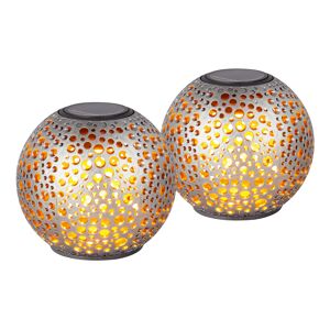 Solar Dekolicht 'Kugel' silber Ø 9 x 8 cm, 2 Stück