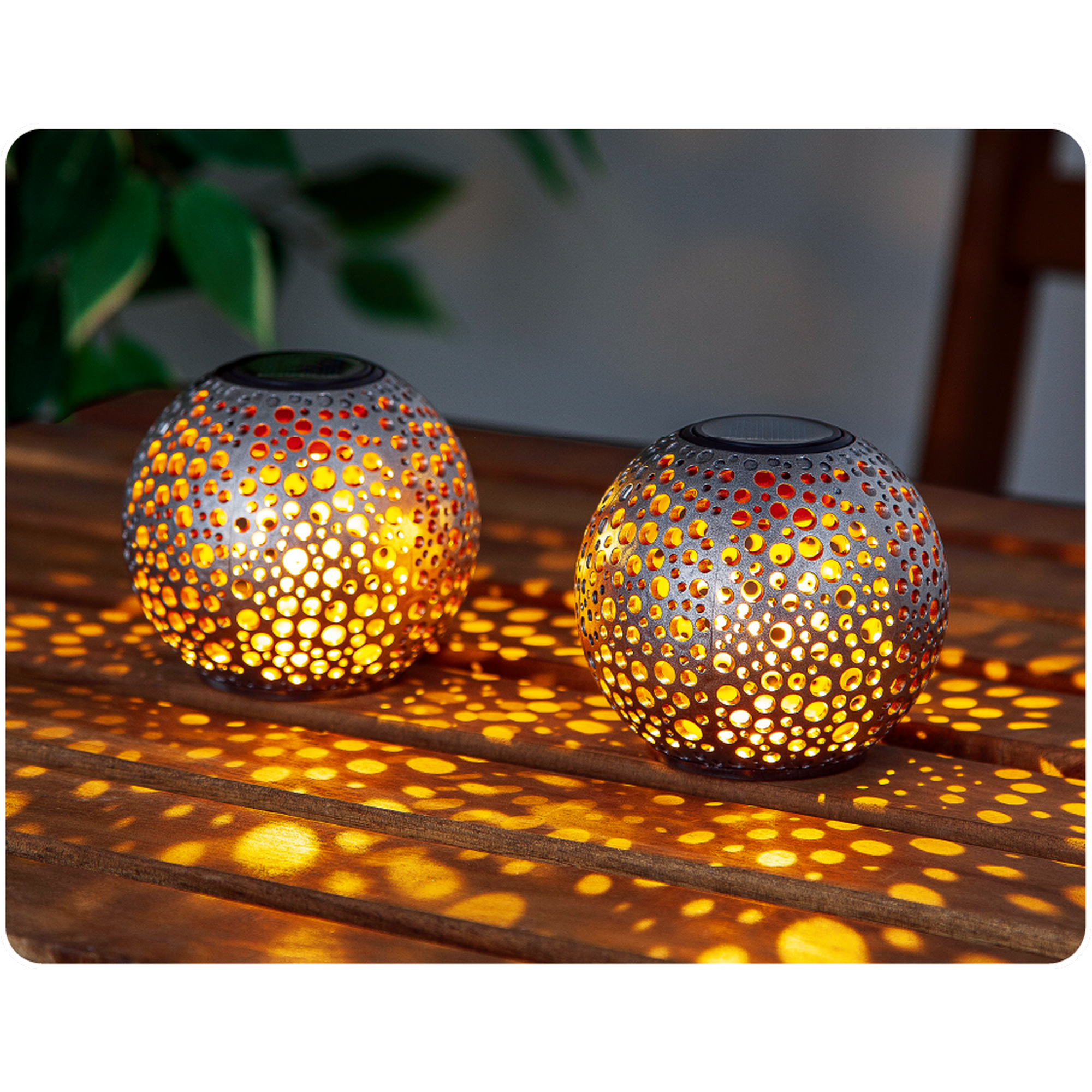 Solar Dekolicht 'Kugel' silber Ø 9 x 8 cm, 2 Stück