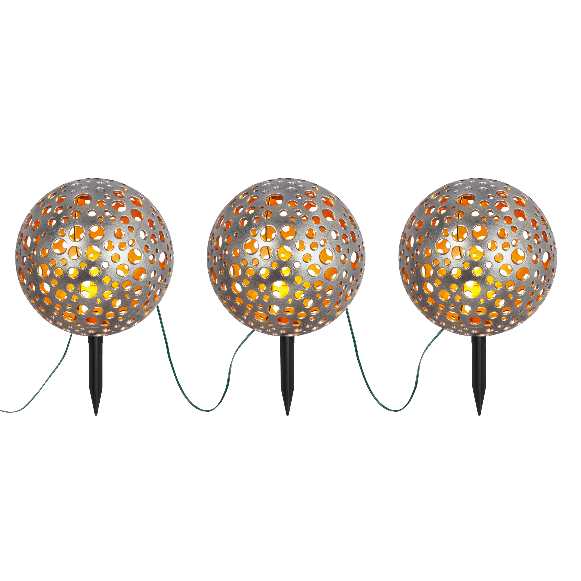 Solar Bodenlichterkette '3 Kugeln' silber Ø 15 cm