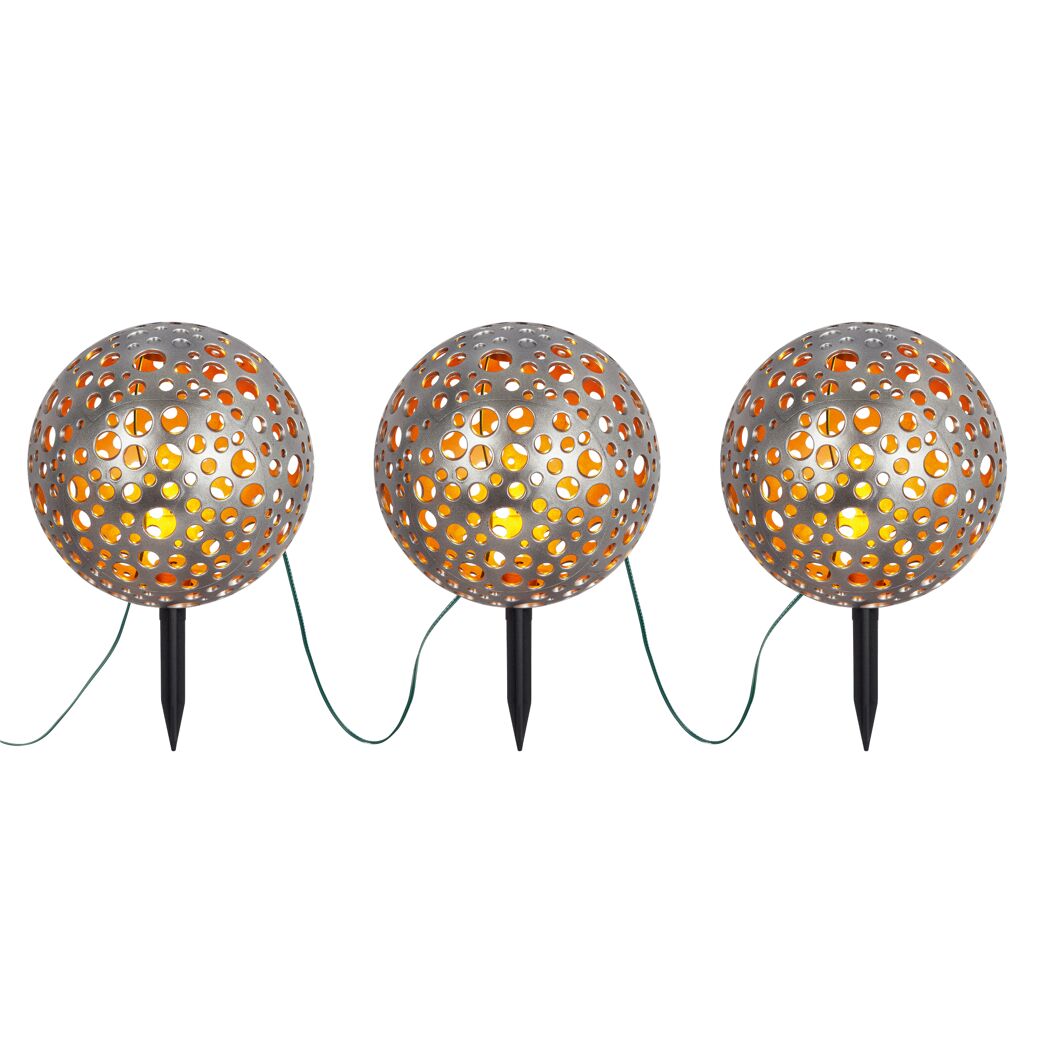 Solar-Spießlampenset warmweiß IP 44 Ø 15 x 15 cm 3 Stück