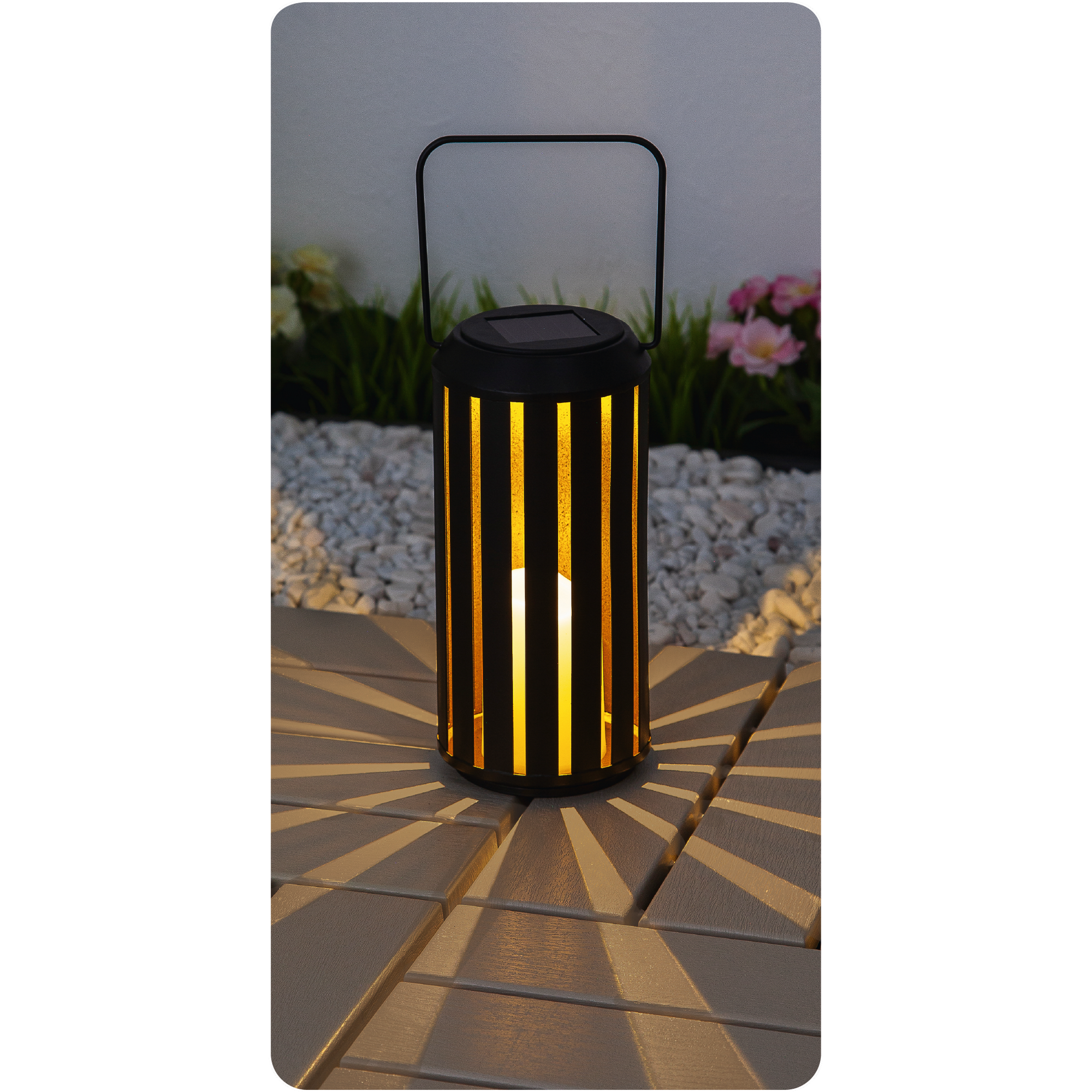 Solar Laterne Metall schwarz Ø 9,5 x 20 cm