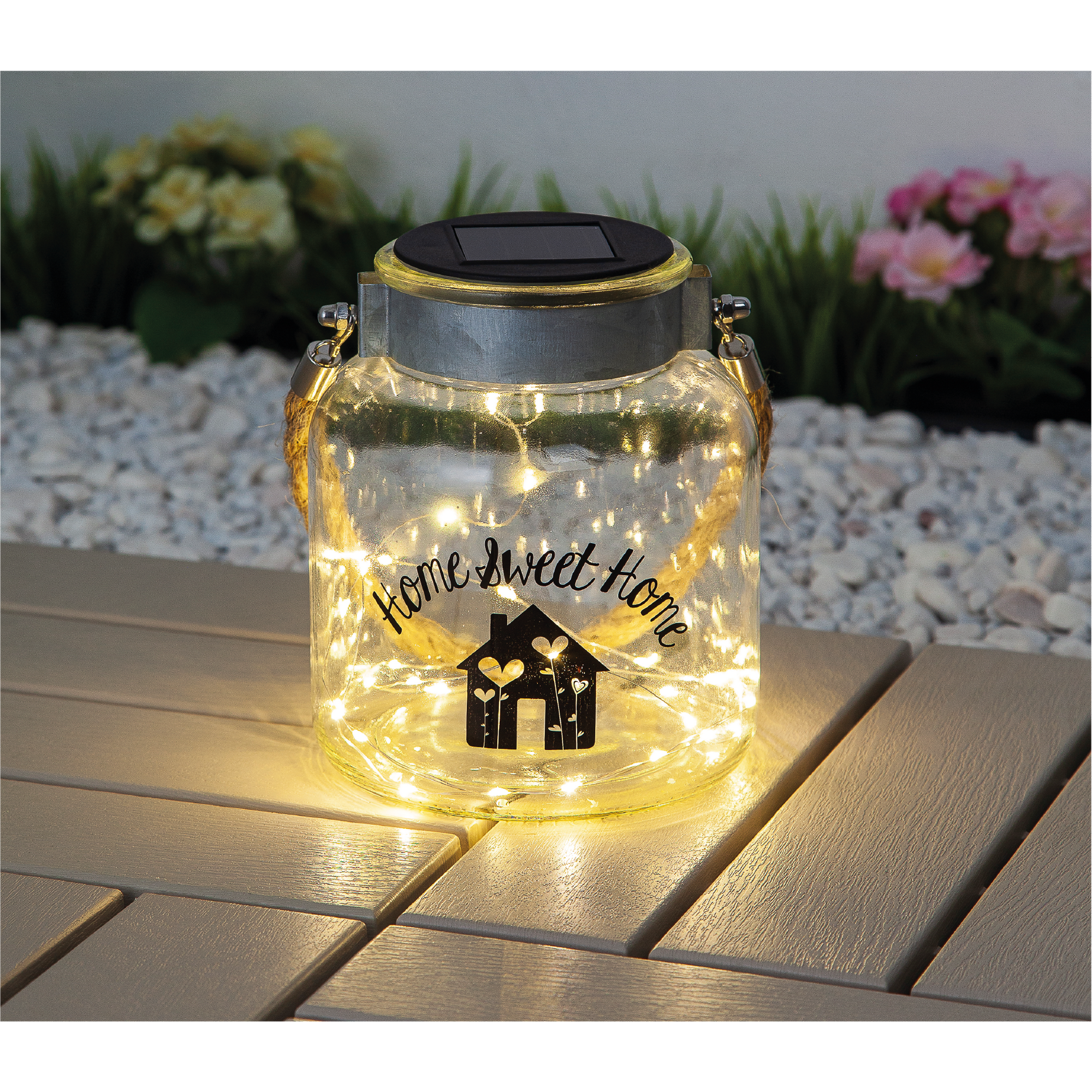 Solar Dekolicht 'Home Sweet Home' Glas Ø 14 cm