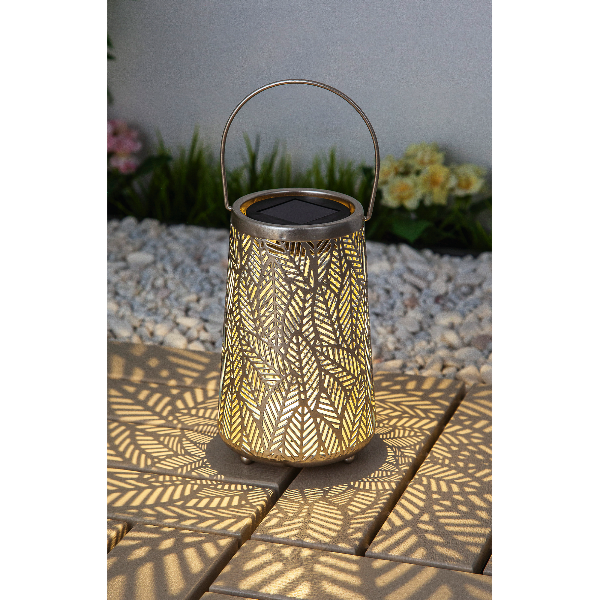Solar Laterne 'Leaves' silber Ø 11 x 18 cm