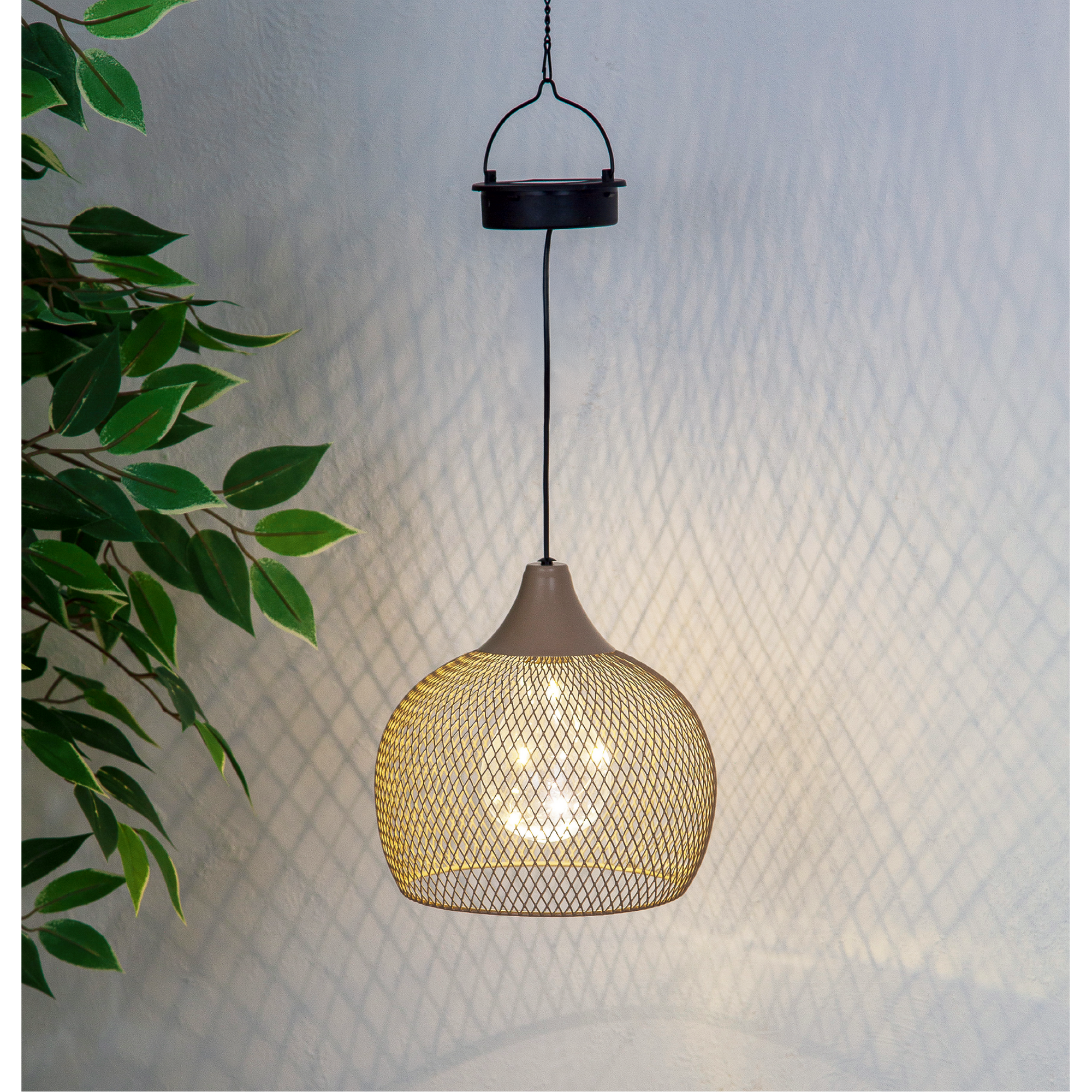 Solar Pendelleuchte Metall beige Ø 18,5 cm
