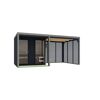 Saunahaus 'Aressa 2' anthrazit / graualuminium mit Anbaudach, Ofen 9 kW Bio externe Steuerung 492 x 231,5 x 276 cm