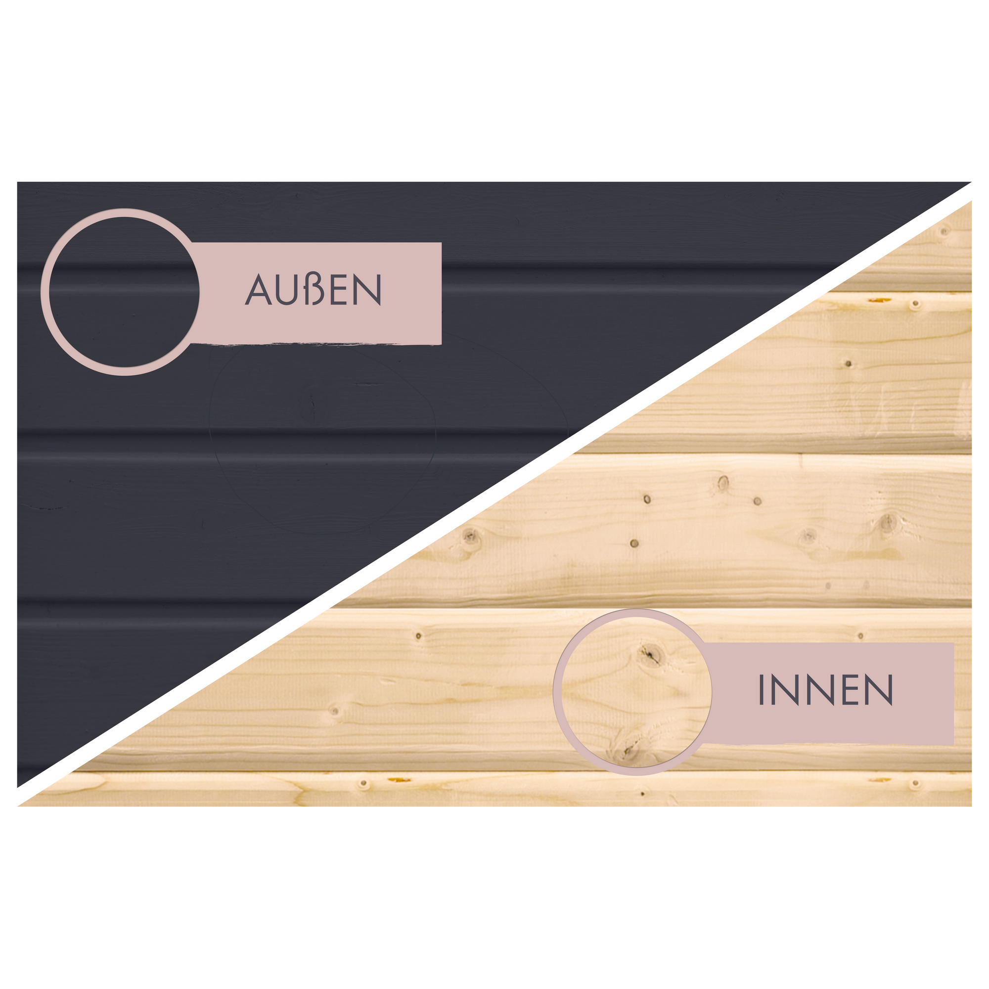 Saunahaus 'Aressa 3' naturbelassen / graualuminium mit Anbaudach, Ofen 9 kW externe Steuerung 537,5 x 231,5 x 276 cm