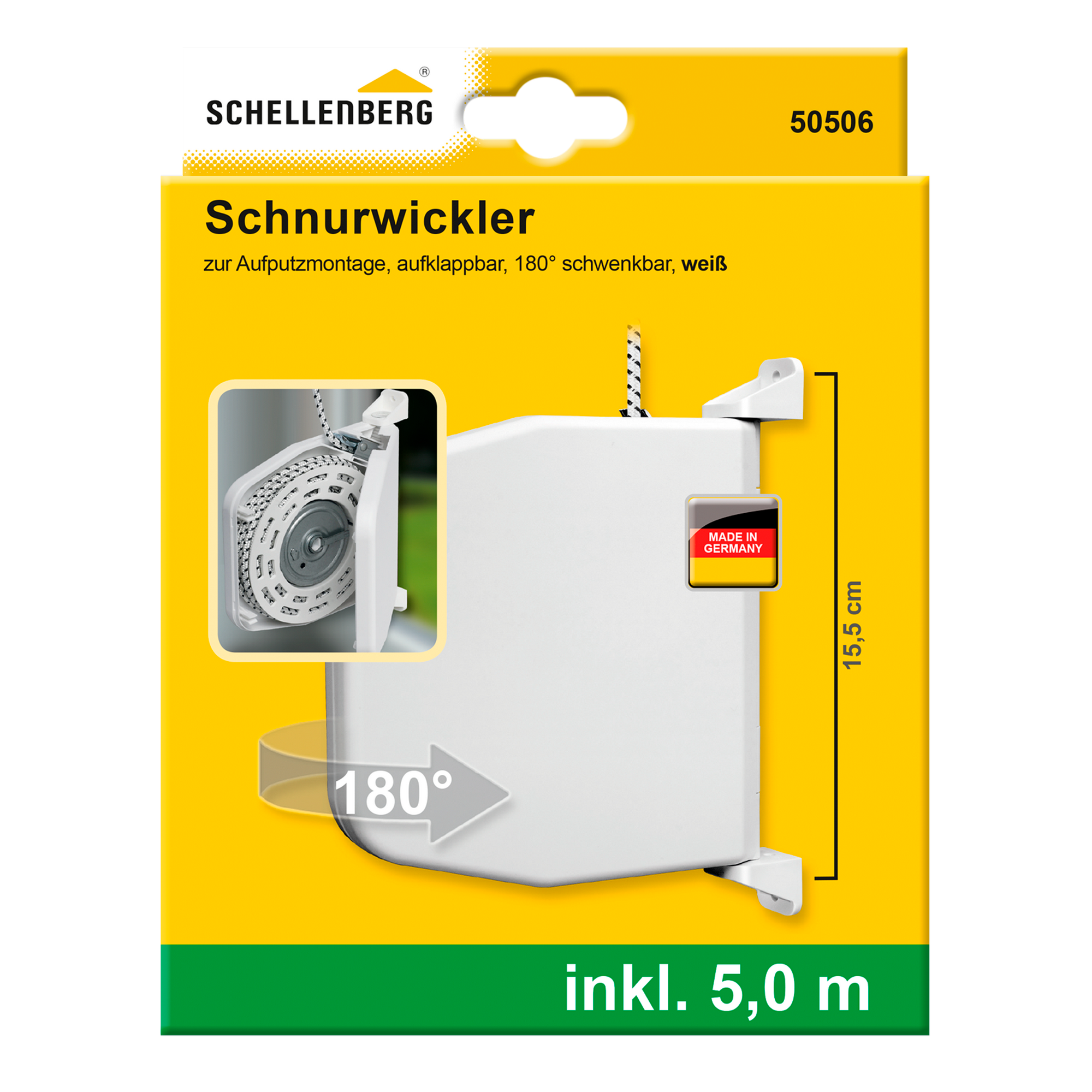 Aufschraubwickler Schnur 5 m schwenkbar weiß