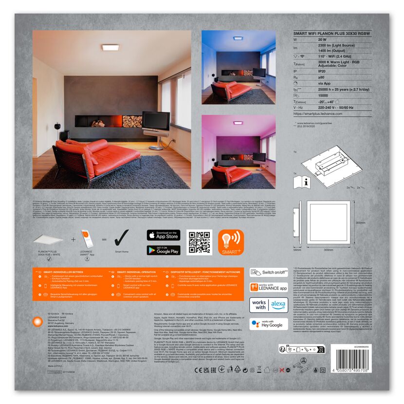 LED-Panel 'Planon Plus' 30 x 30 mm 20 W 1400 lm