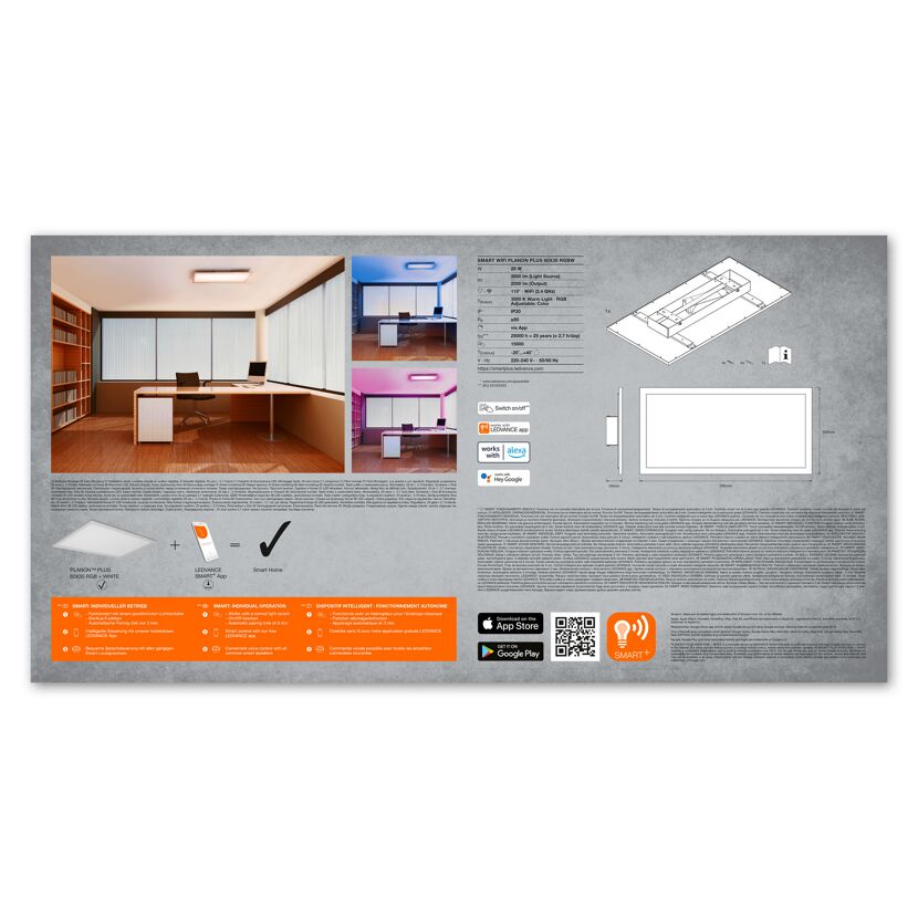 LED-Panel 'Planon Plus' weiß 60 x 30 cm 2000 lm 28 W
