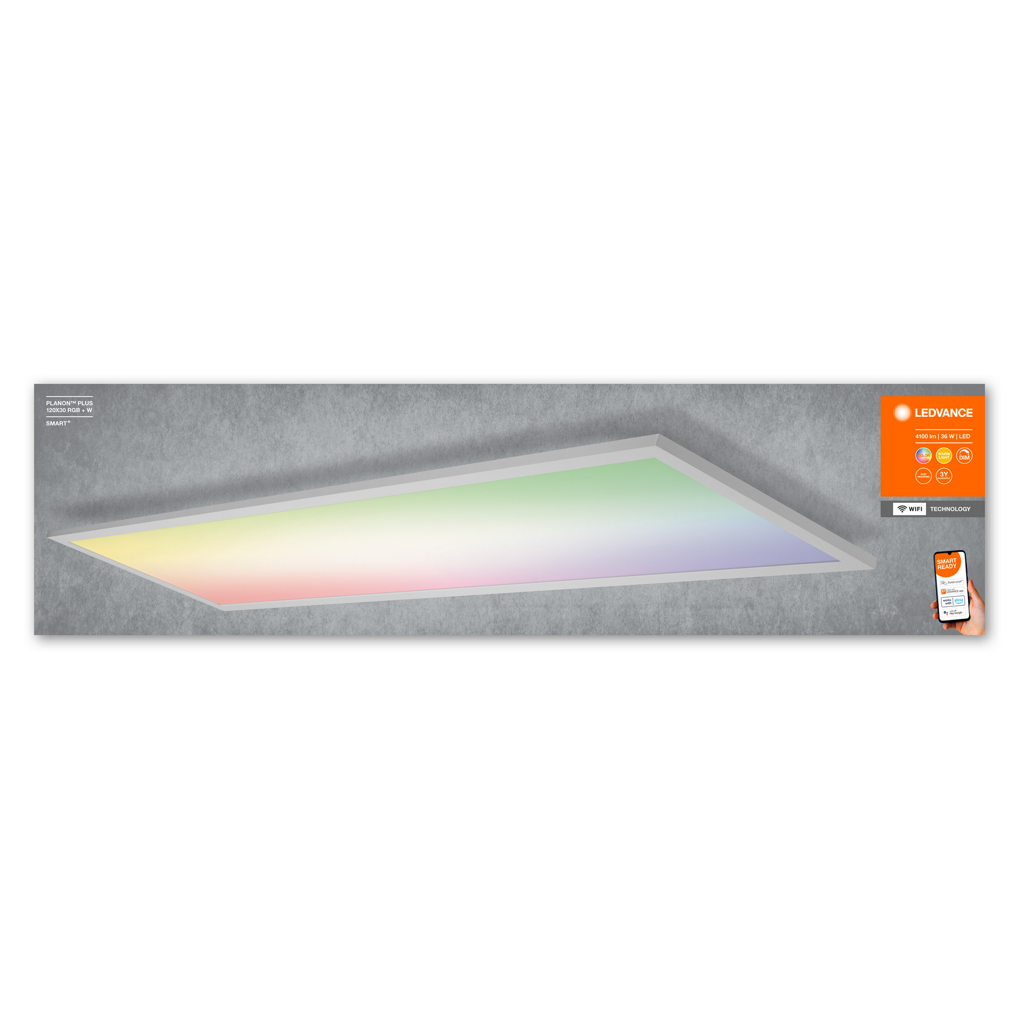 LED-Panel 'Planon Plus' weiß 120 x 30 cm 36 W 3000 lm