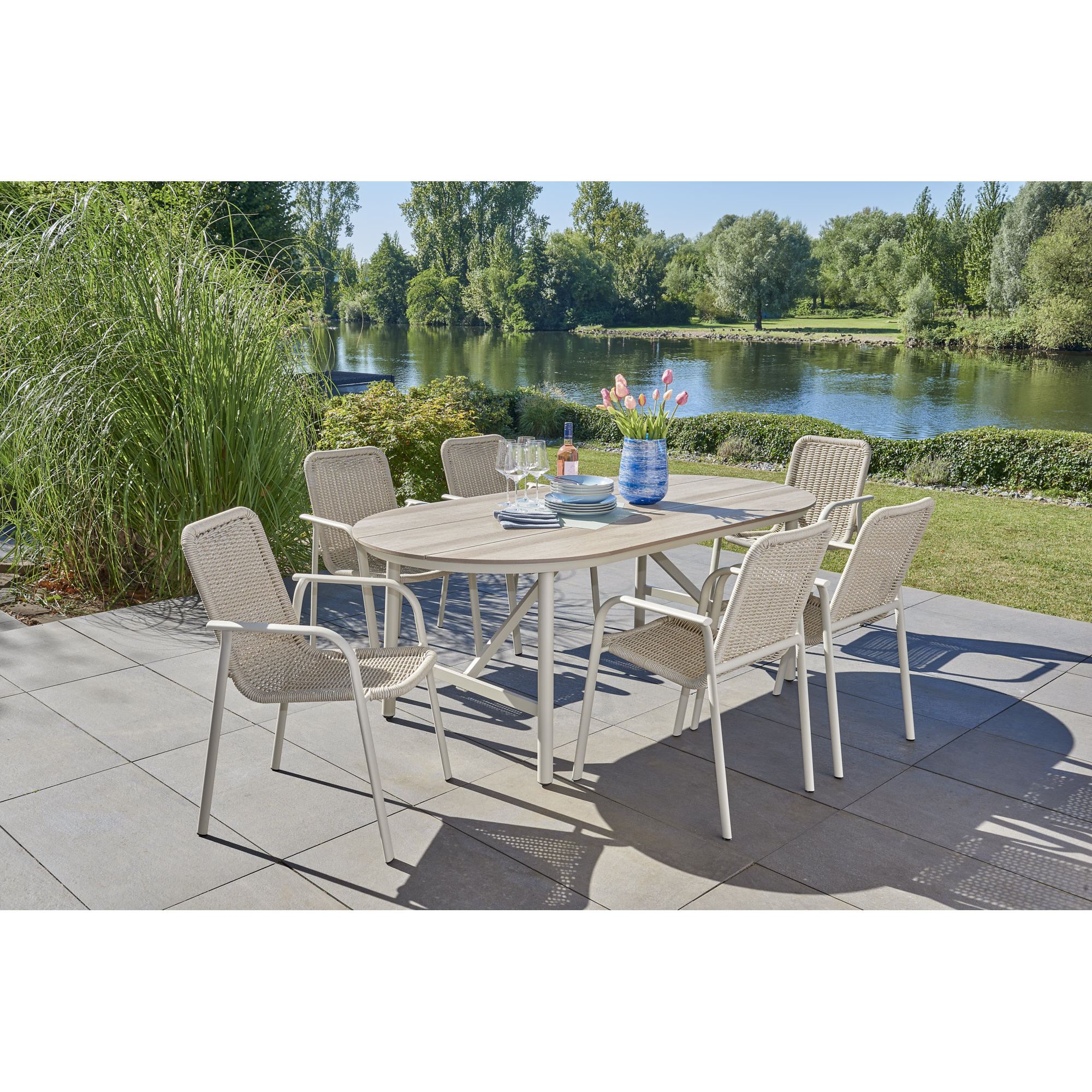 Gartenmöbel-Set 'Luna' beige 7-teilig