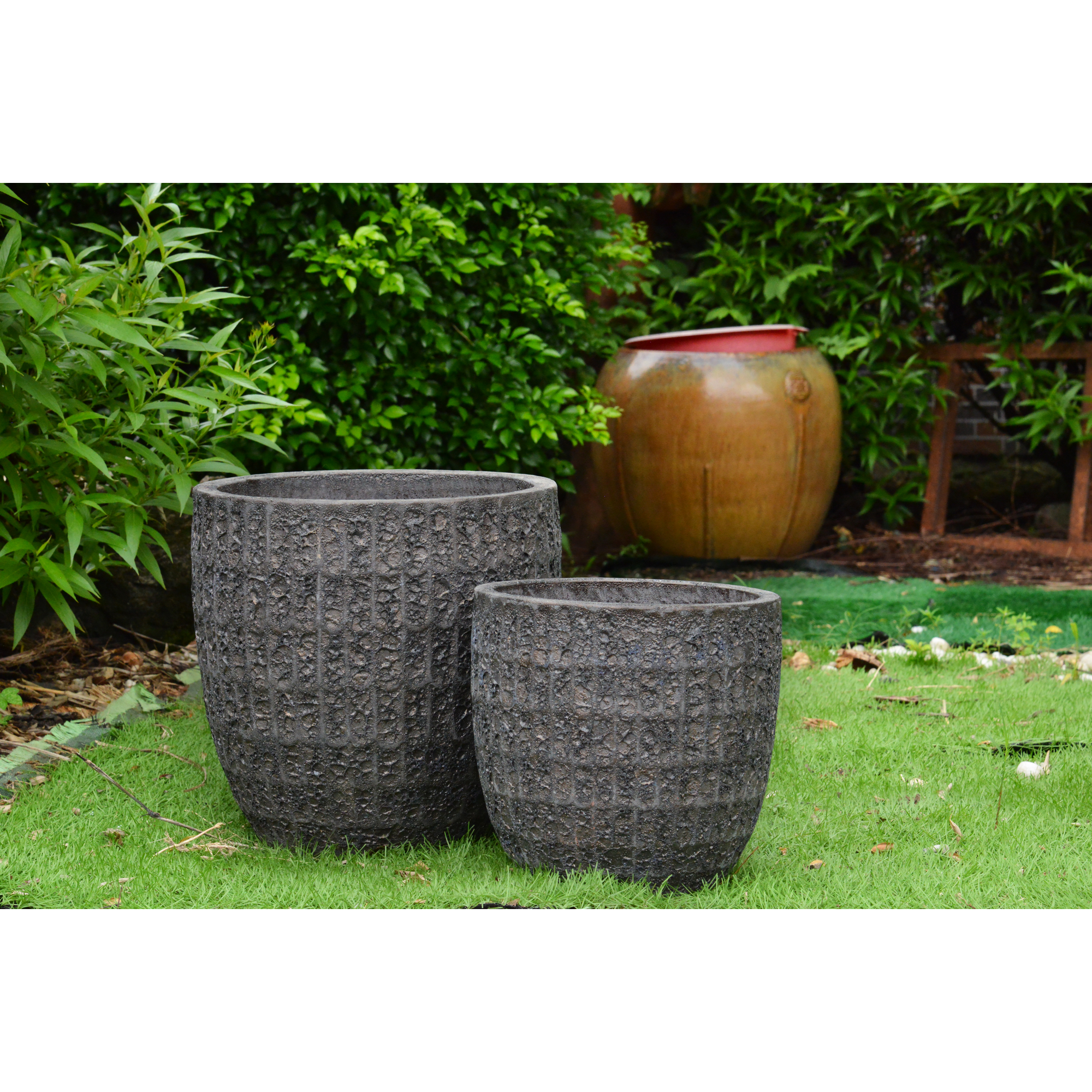 Pflanzgefäß 'Palma' anthrazit Ø 28 x 27 cm