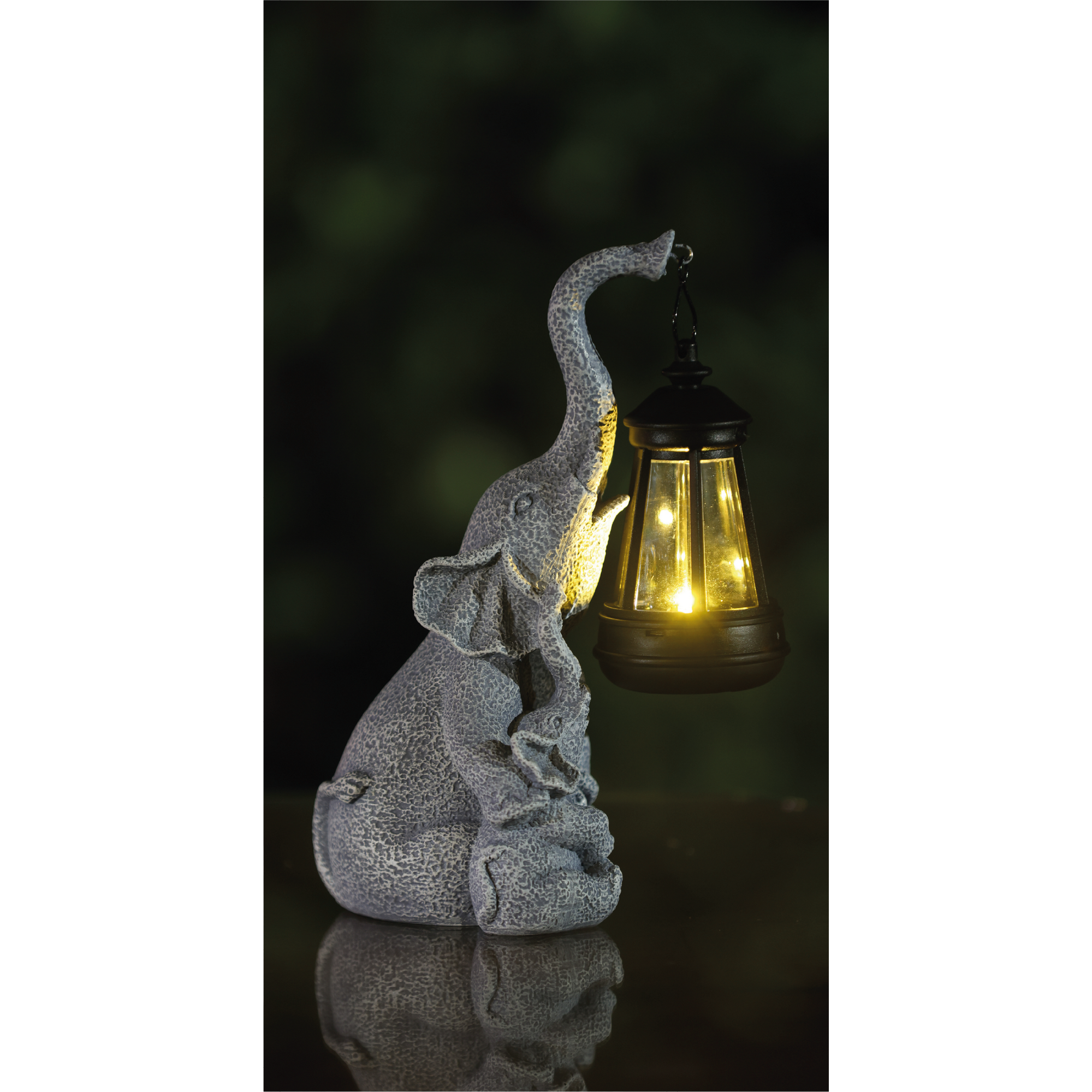 Solar Dekolicht 'Elefant' Kunststoff grau 21,5 cm