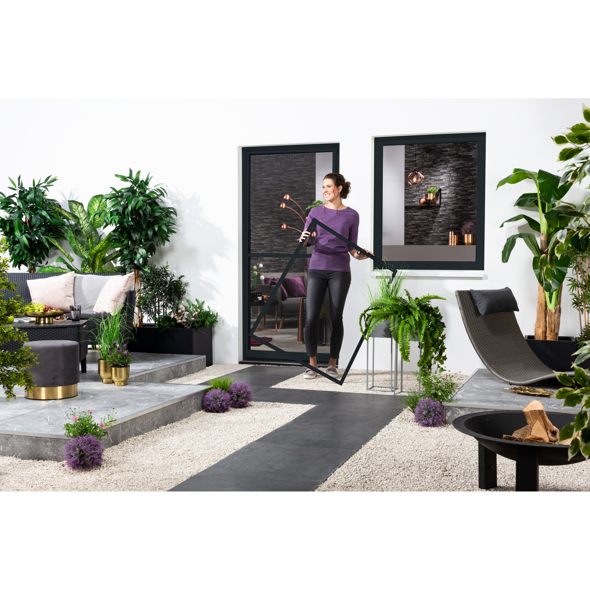 Fensterfliegengitter 'Master Slim' anthrazit 100 x 120 cm