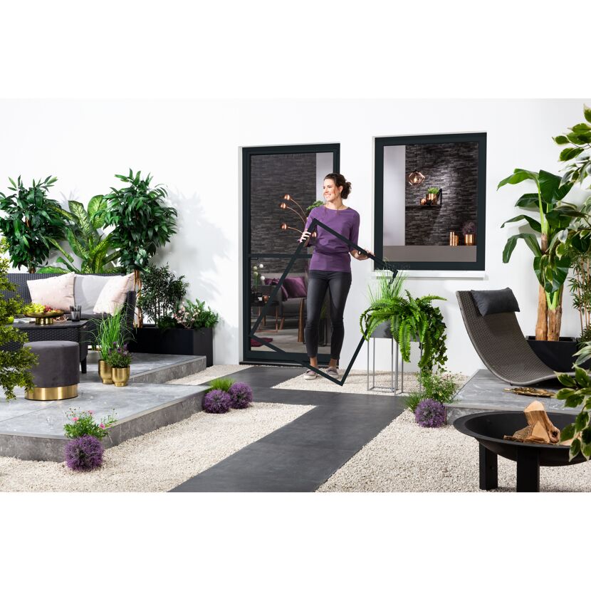 Fensterfliegengitter 'Master Slim' anthrazit 130 x 150 cm