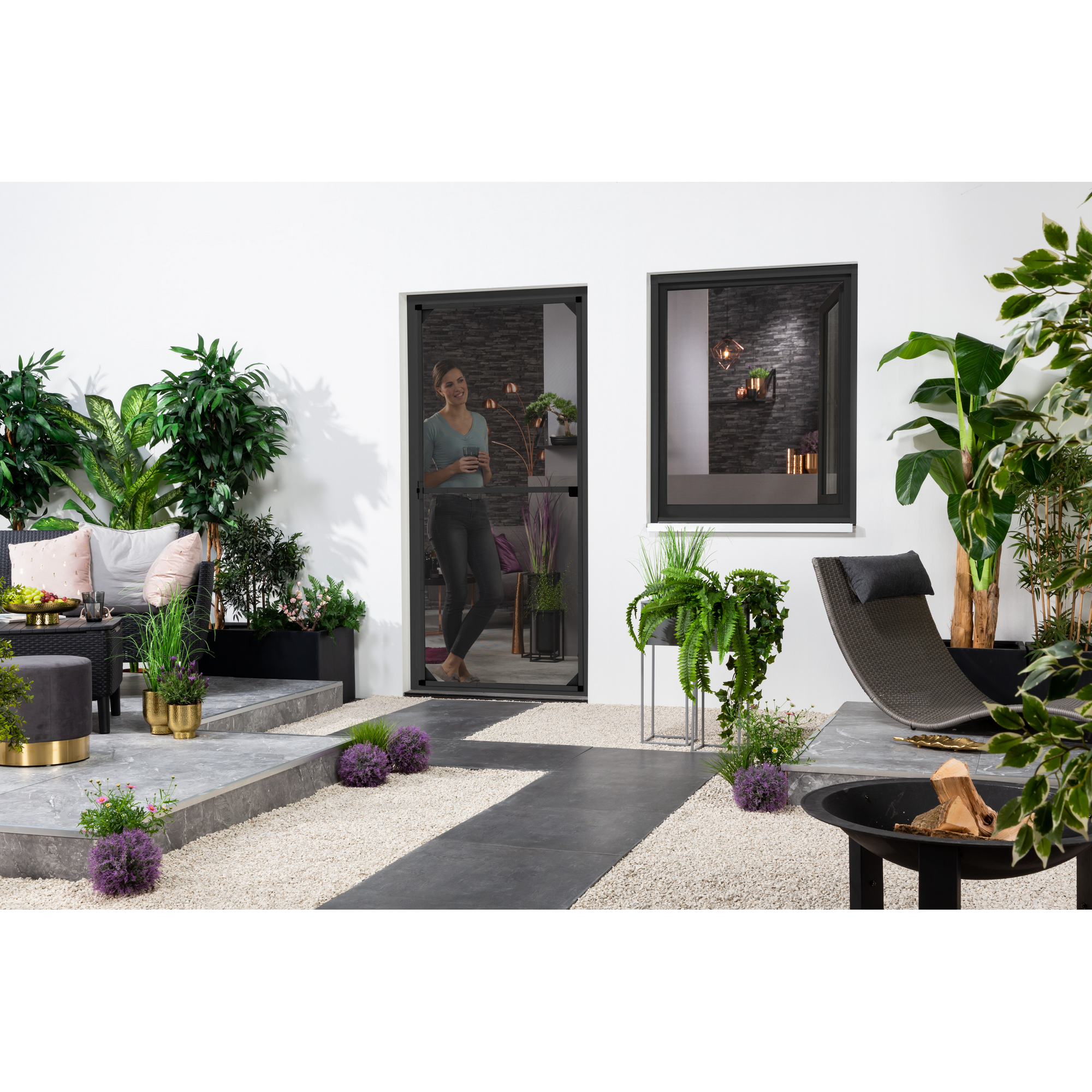 Fliegengittertür anthrazit 100 x 210 cm