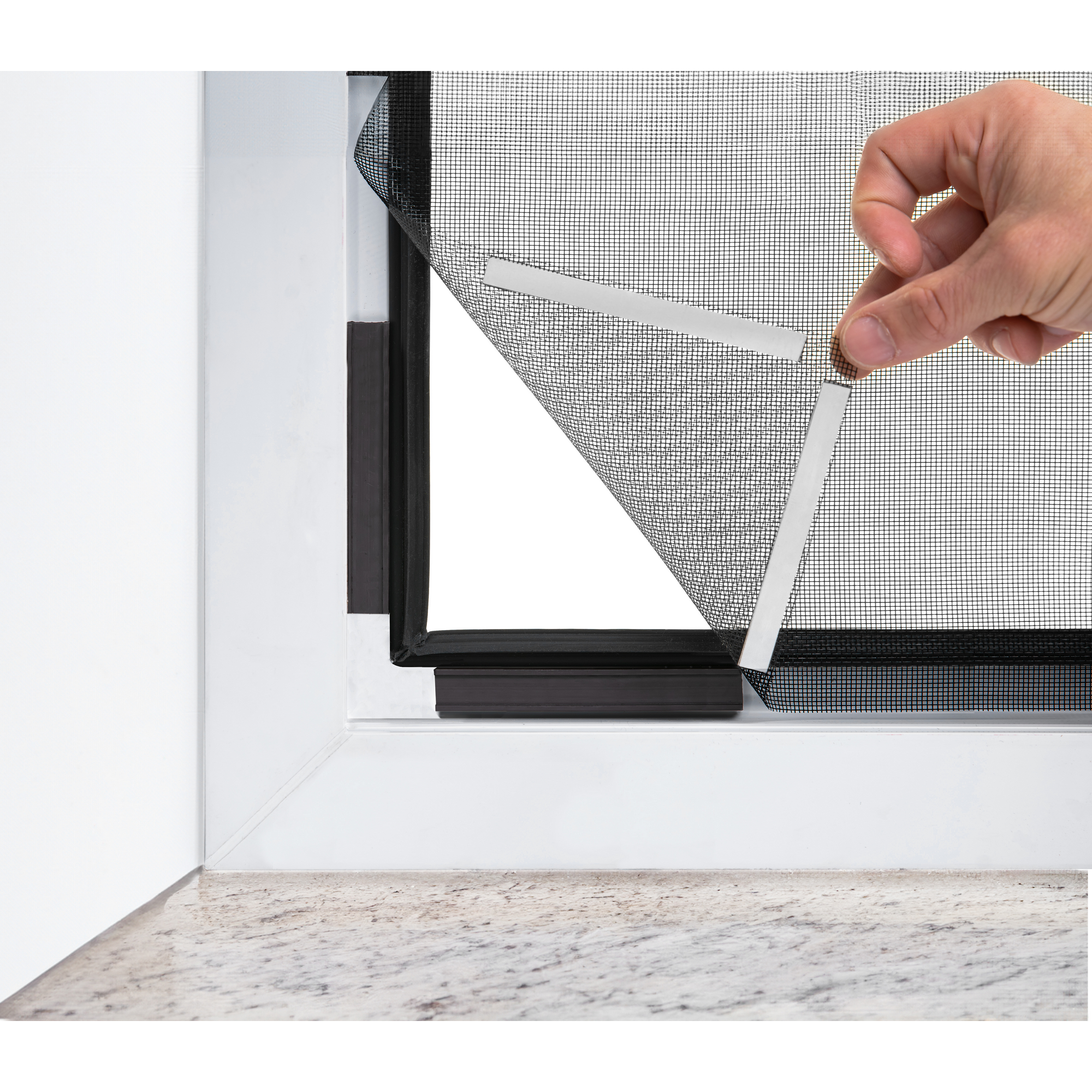 Magnet-Fliegengitterfenster 'Deluxe' schwarz 130 x 150 cm