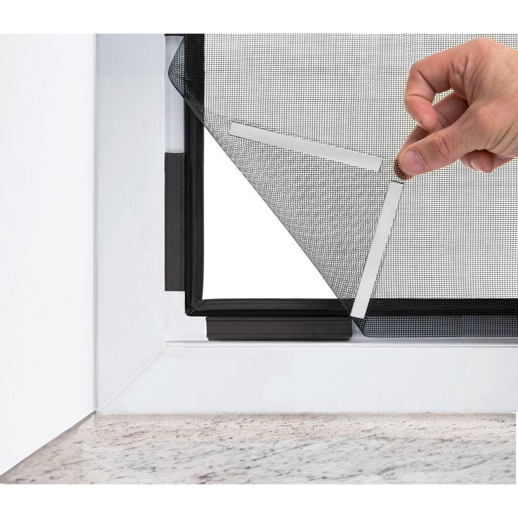 Magnet-Fliegengitterfenster 'Deluxe' schwarz 130 x 150 cm