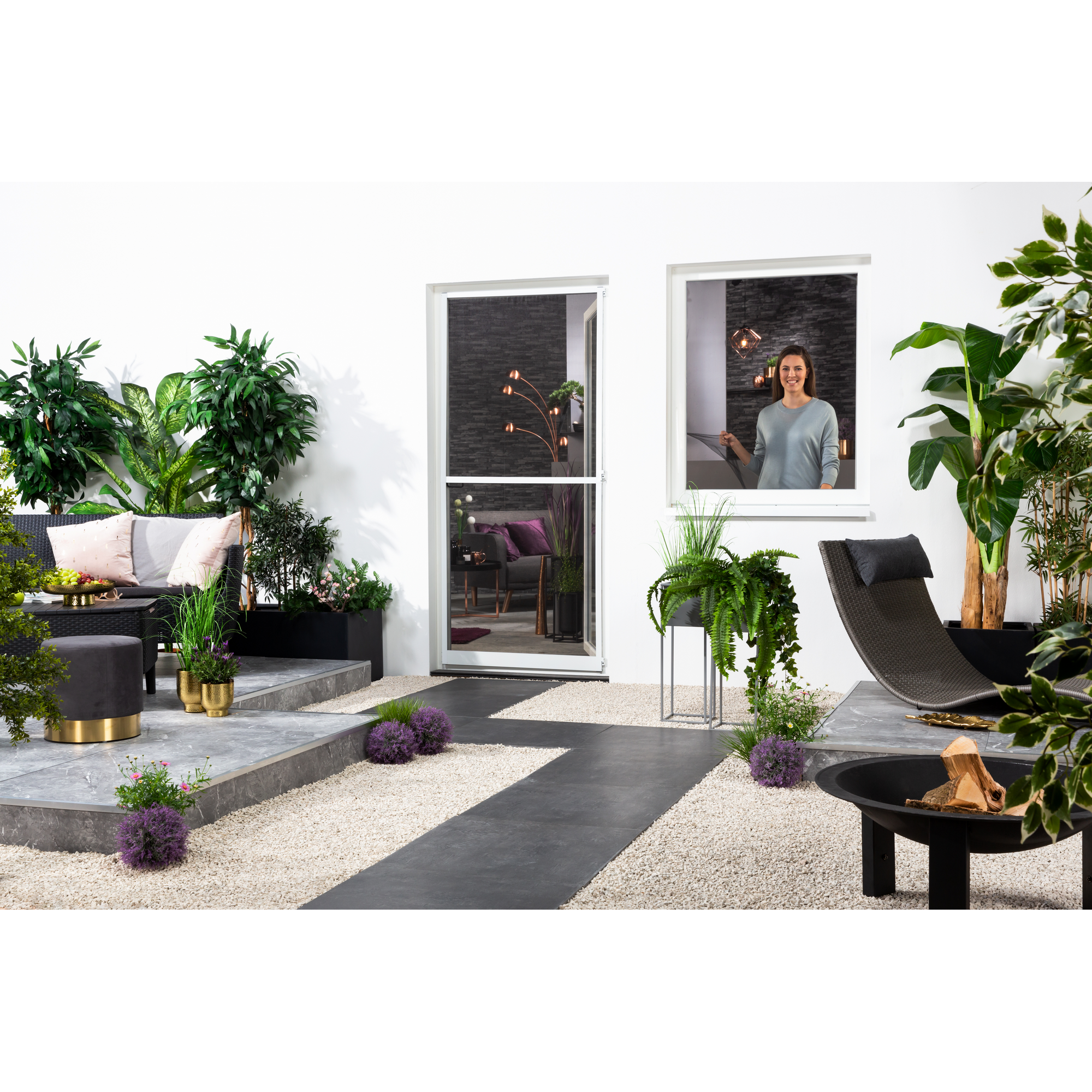 Magnet-Fliegengitterfenster 'Deluxe' schwarz 130 x 150 cm