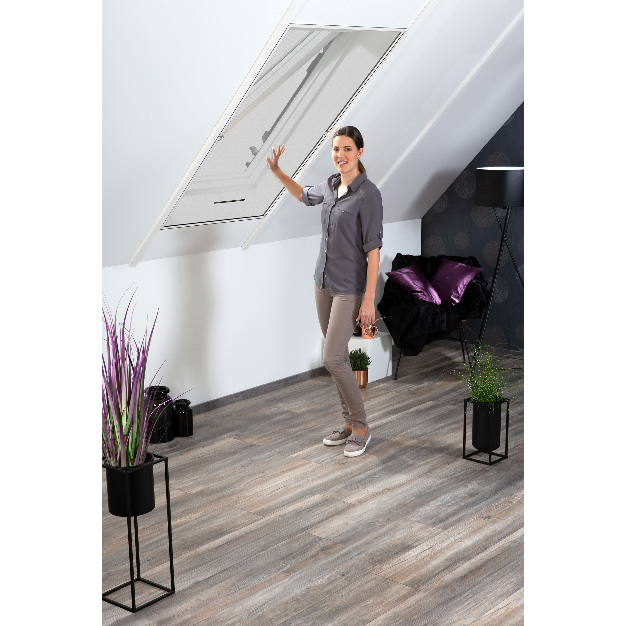 Fliegengitter für Dachfenster weiß 110 x 160 cm