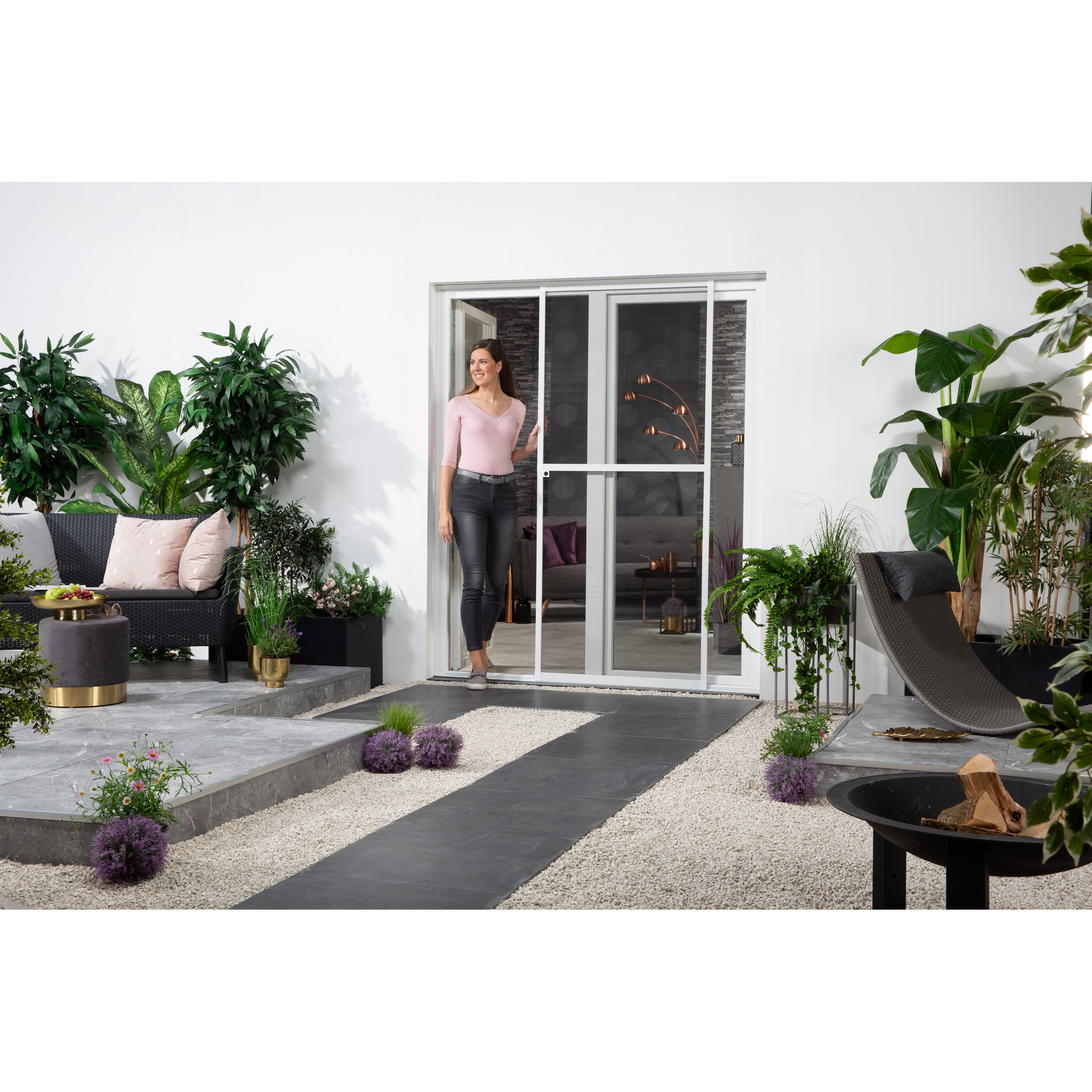 Fliegengitter-Schiebetür 'Comfort Split' weiß 120 x 240 cm