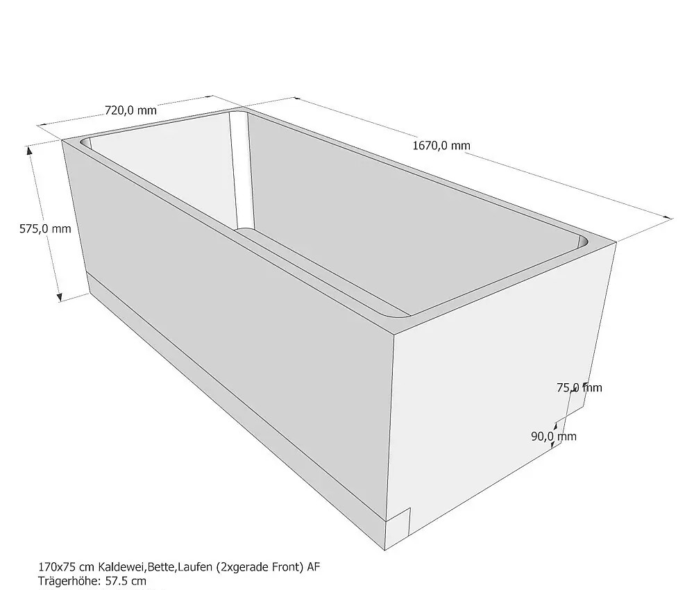Universal-Wannenträger zu Stahlbadewanne 170 x 75 cm