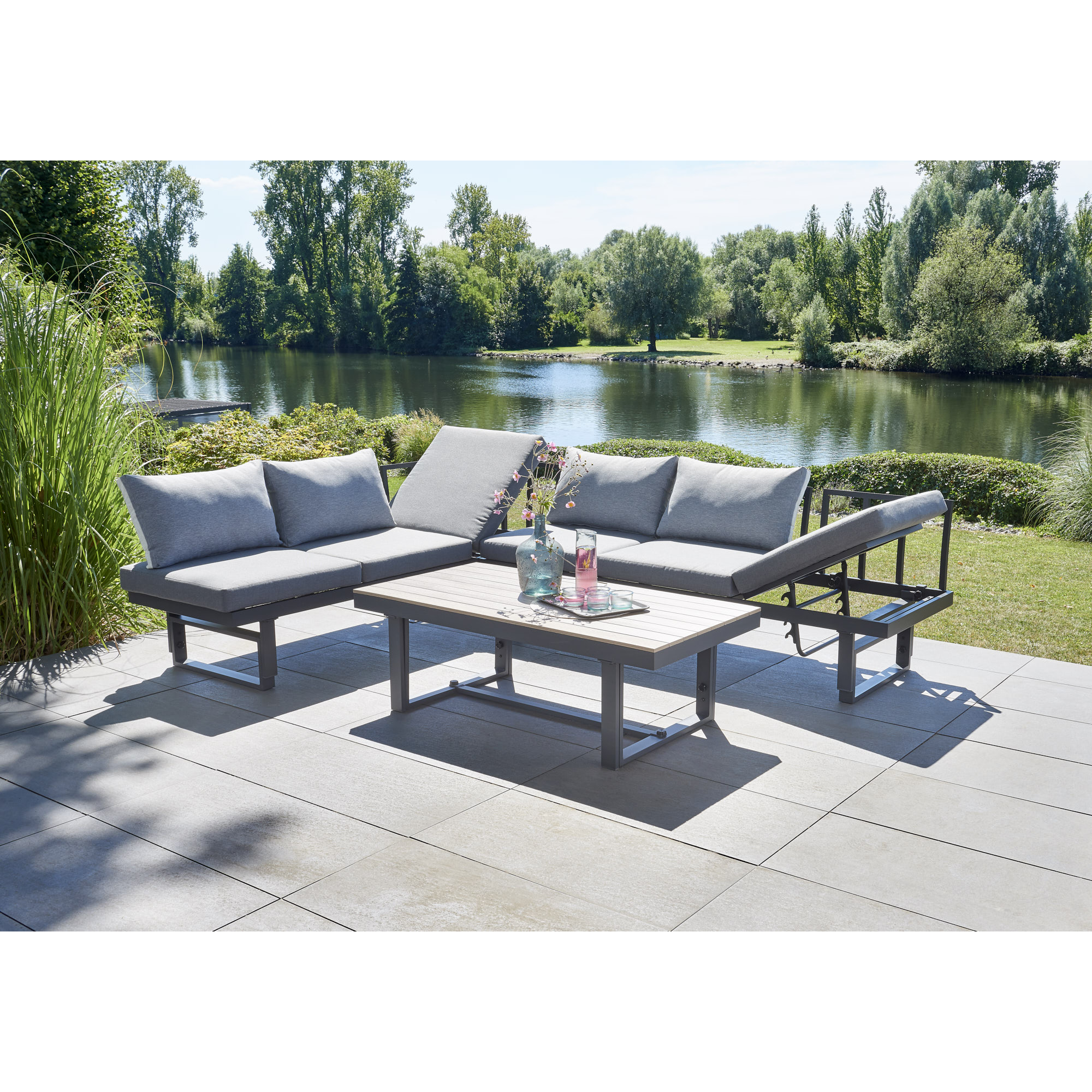 Loungemöbel-Set 'Amelie' grau 3-teilig