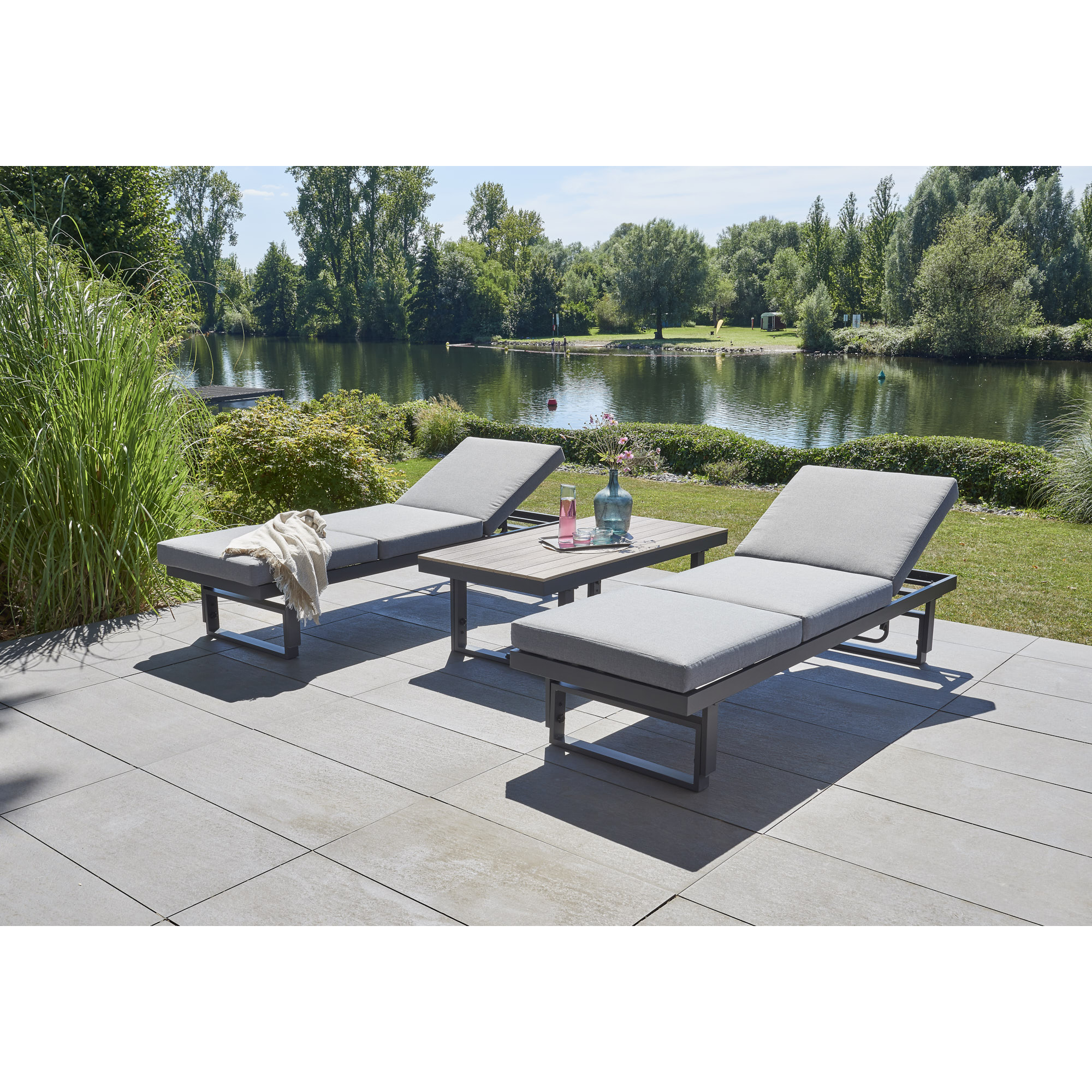 Loungemöbel-Set 'Amelie' grau 3-teilig