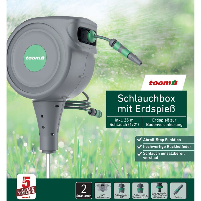 Garten-Schlauchbox mit Erdspieß 25 m