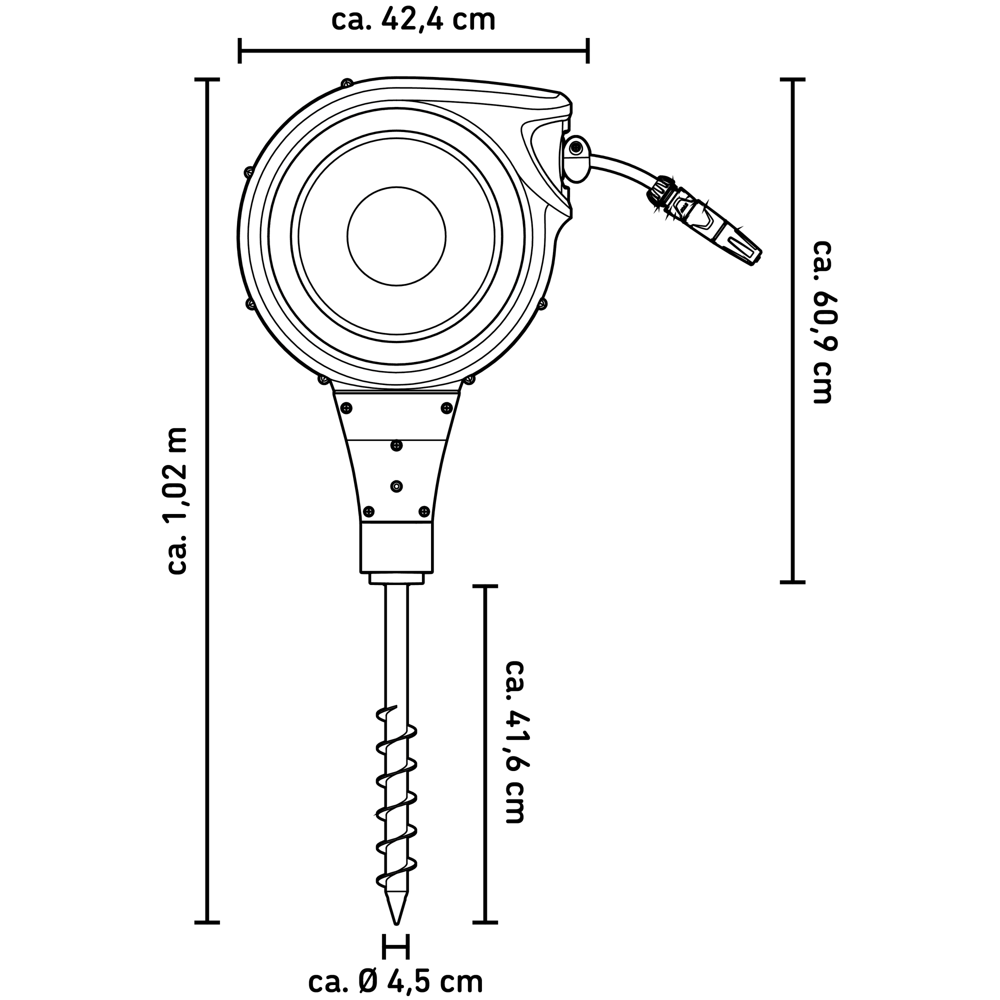 Garten-Schlauchbox mit Erdspieß 25 m